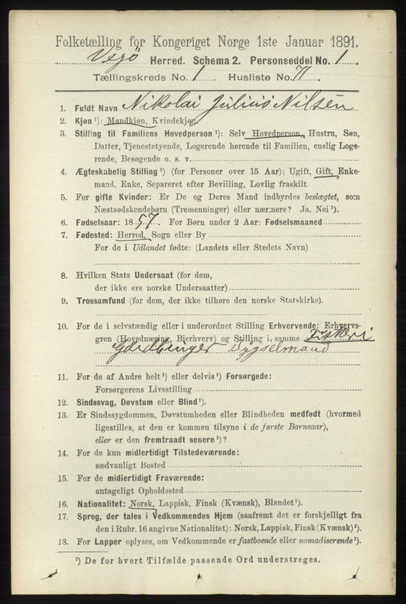 RA, 1891 census for 1815 Vega, 1891, p. 487