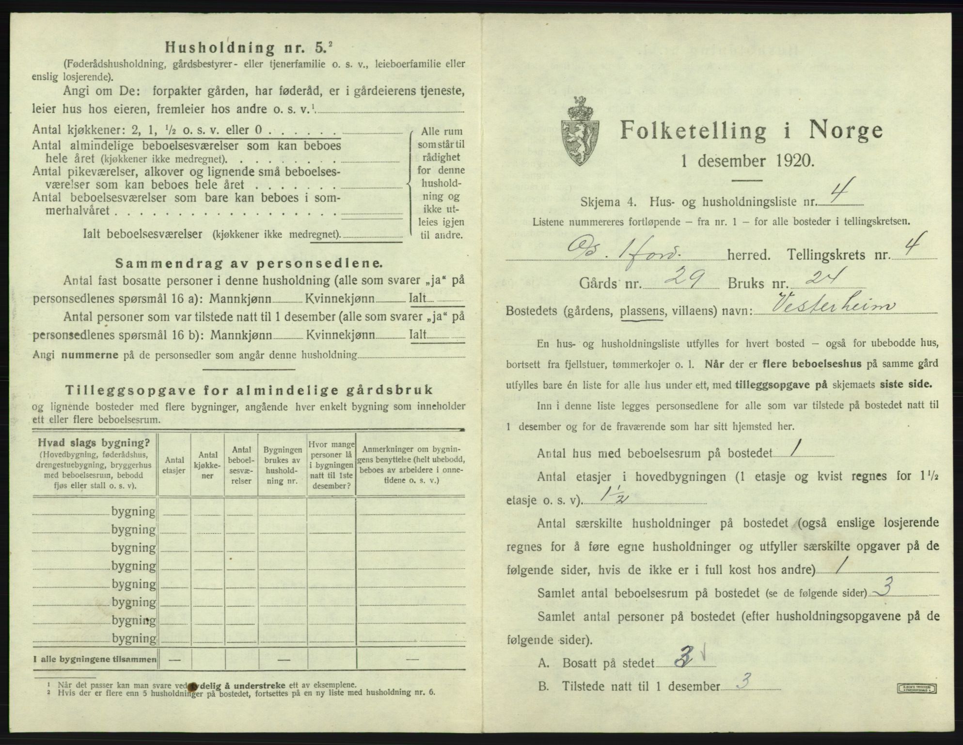 SAB, 1920 census for Os, 1920, p. 327