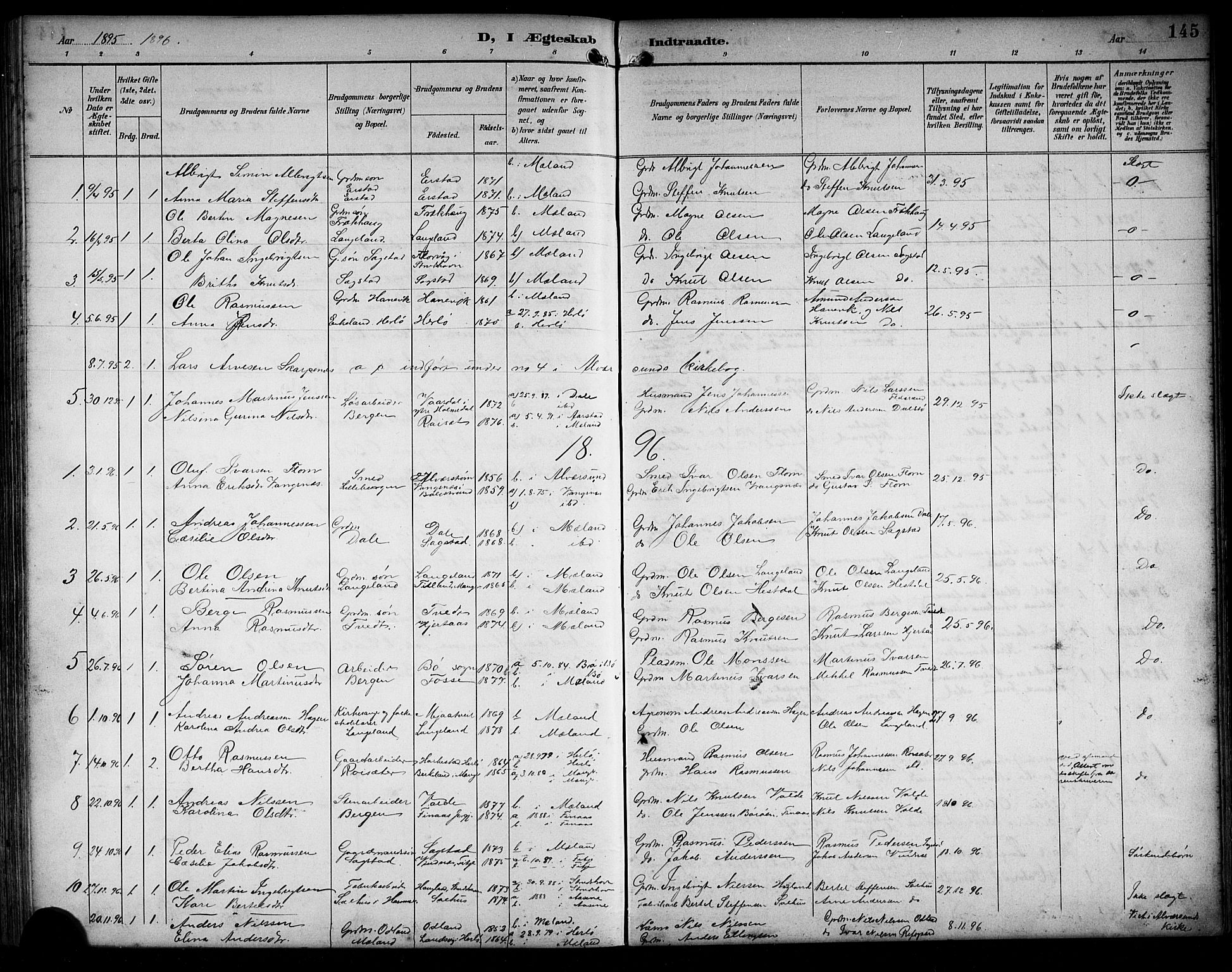 Alversund Sokneprestembete, AV/SAB-A-73901/H/Ha/Hab: Parish register (copy) no. C 4, 1894-1924, p. 145