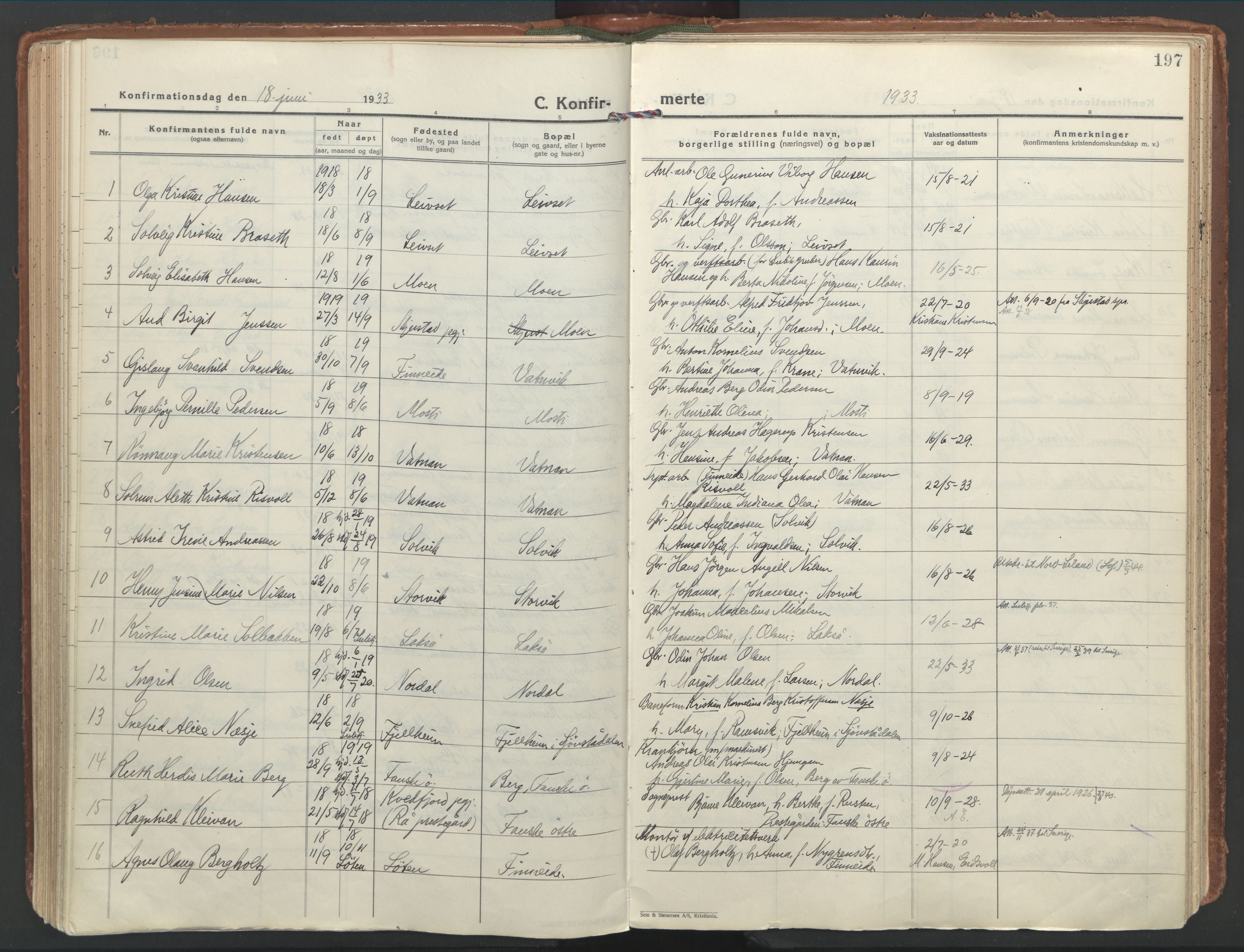 Ministerialprotokoller, klokkerbøker og fødselsregistre - Nordland, AV/SAT-A-1459/849/L0699: Parish register (official) no. 849A10, 1924-1937, p. 197