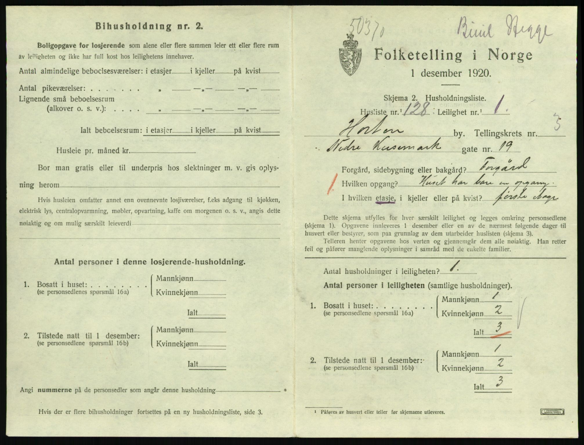 SAKO, 1920 census for Horten, 1920, p. 4557