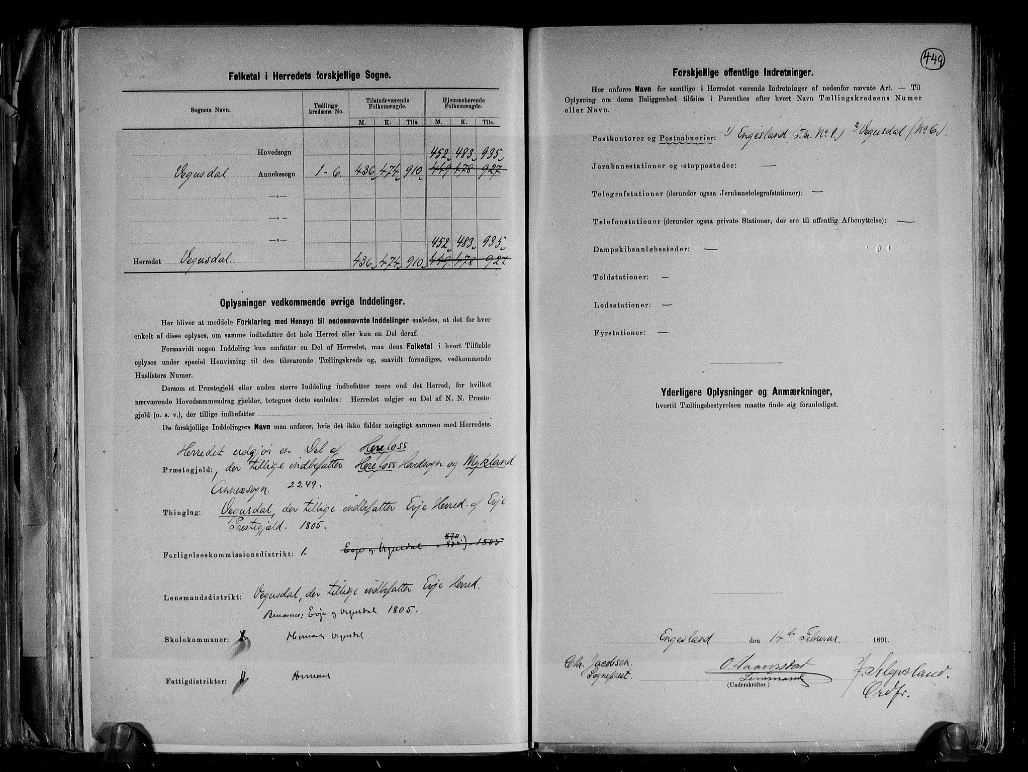 RA, 1891 census for 0934 Vegusdal, 1891, p. 3