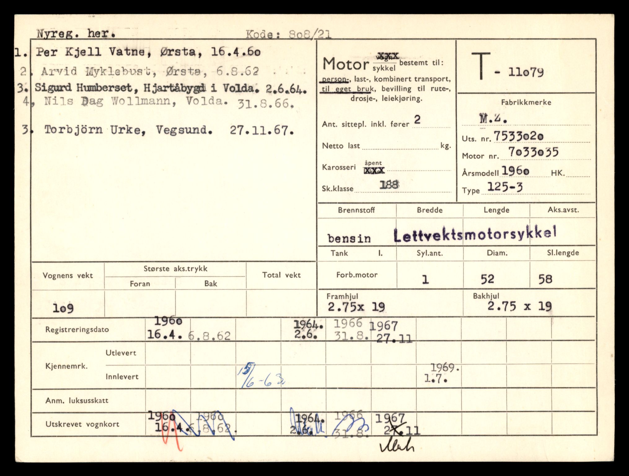 Møre og Romsdal vegkontor - Ålesund trafikkstasjon, AV/SAT-A-4099/F/Fe/L0026: Registreringskort for kjøretøy T 11046 - T 11160, 1927-1998, p. 985