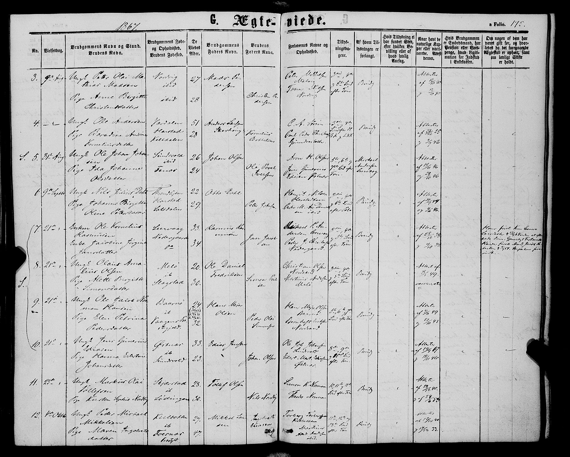 Trondenes sokneprestkontor, AV/SATØ-S-1319/H/Ha/L0012kirke: Parish register (official) no. 12, 1863-1870, p. 175