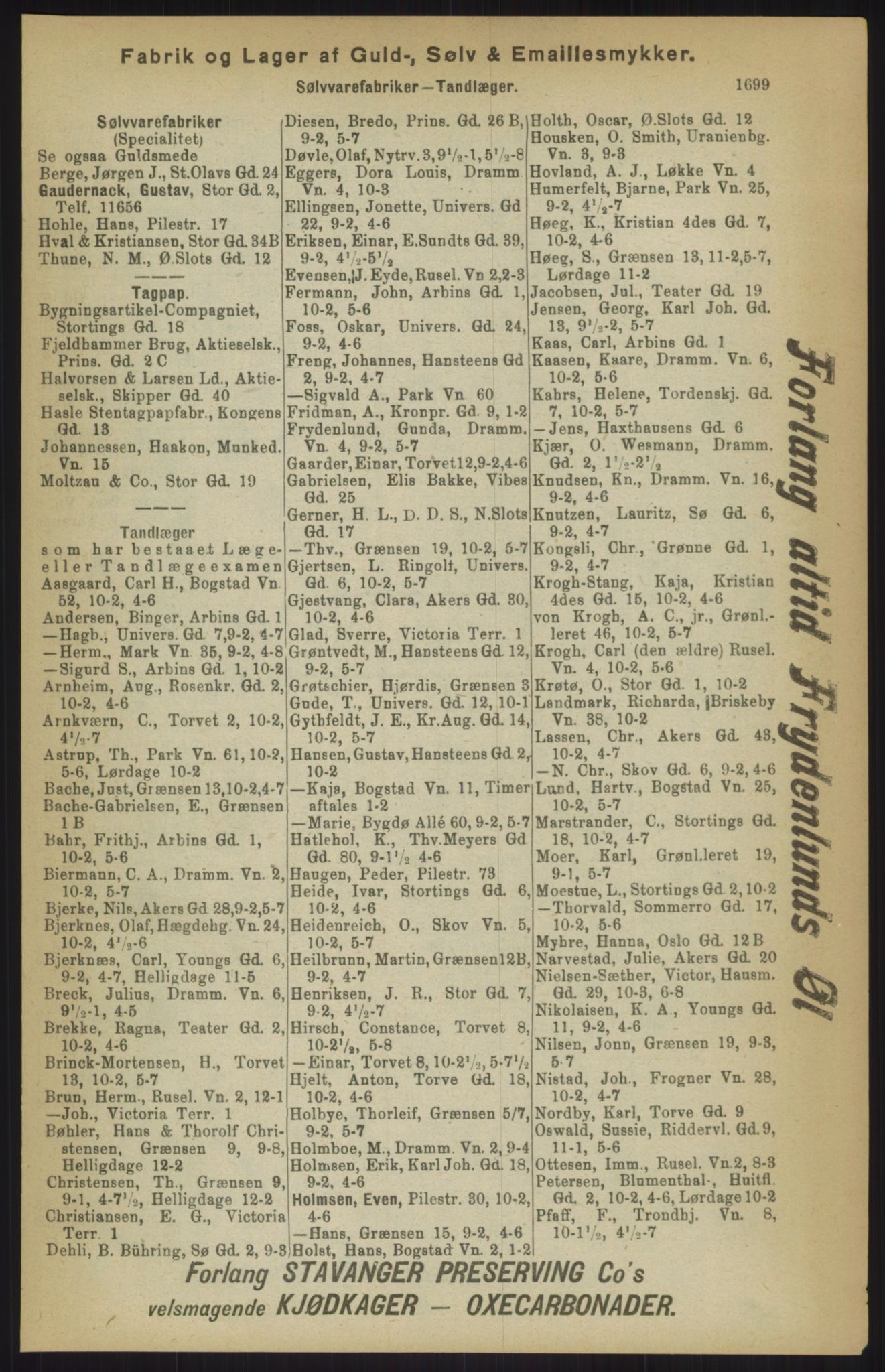 Kristiania/Oslo adressebok, PUBL/-, 1911, p. 1699