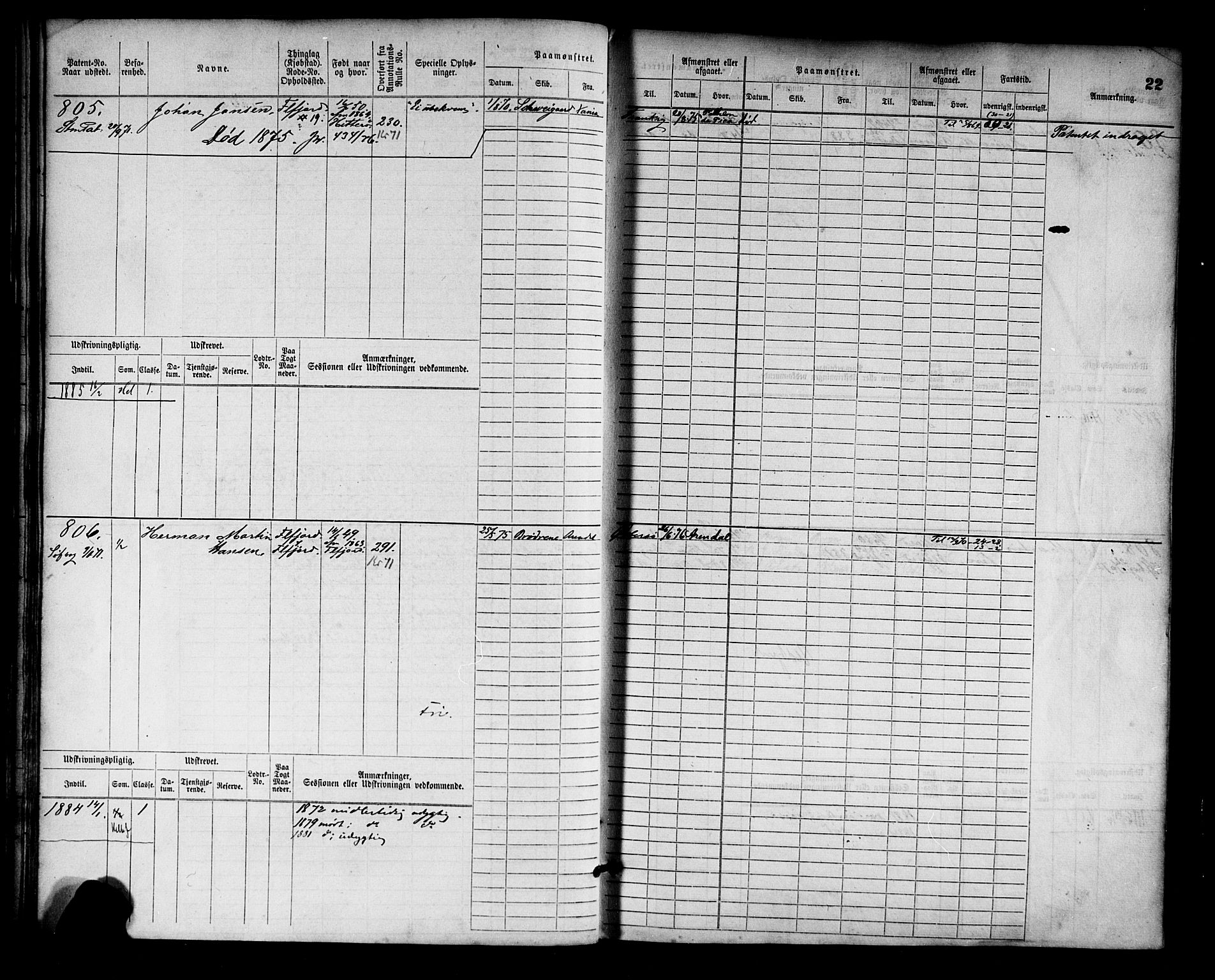 Flekkefjord mønstringskrets, AV/SAK-2031-0018/F/Fb/L0002: Hovedrulle nr 765-1514, N-5, 1868-1900, p. 23