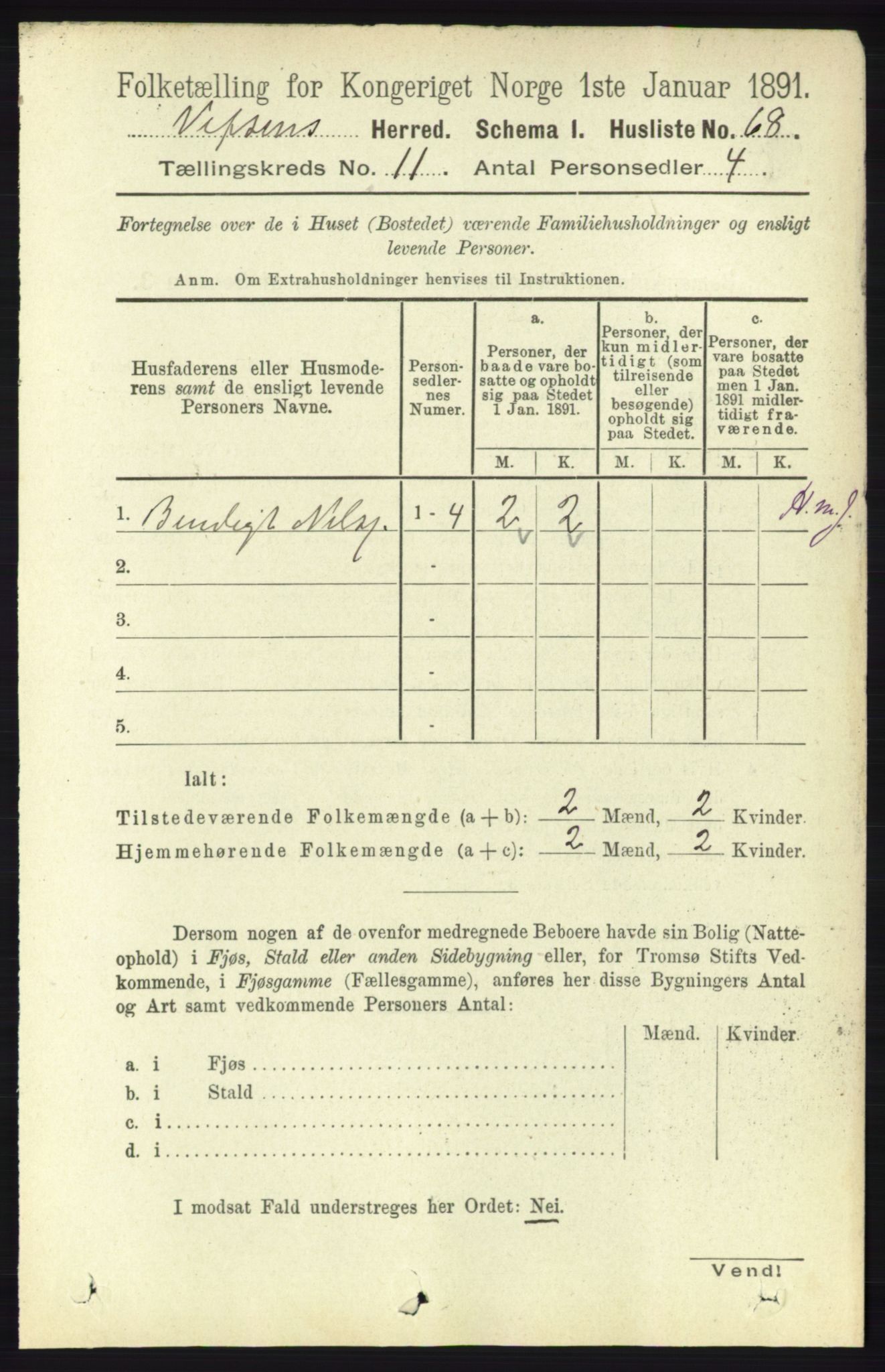 RA, 1891 census for 1824 Vefsn, 1891, p. 5660