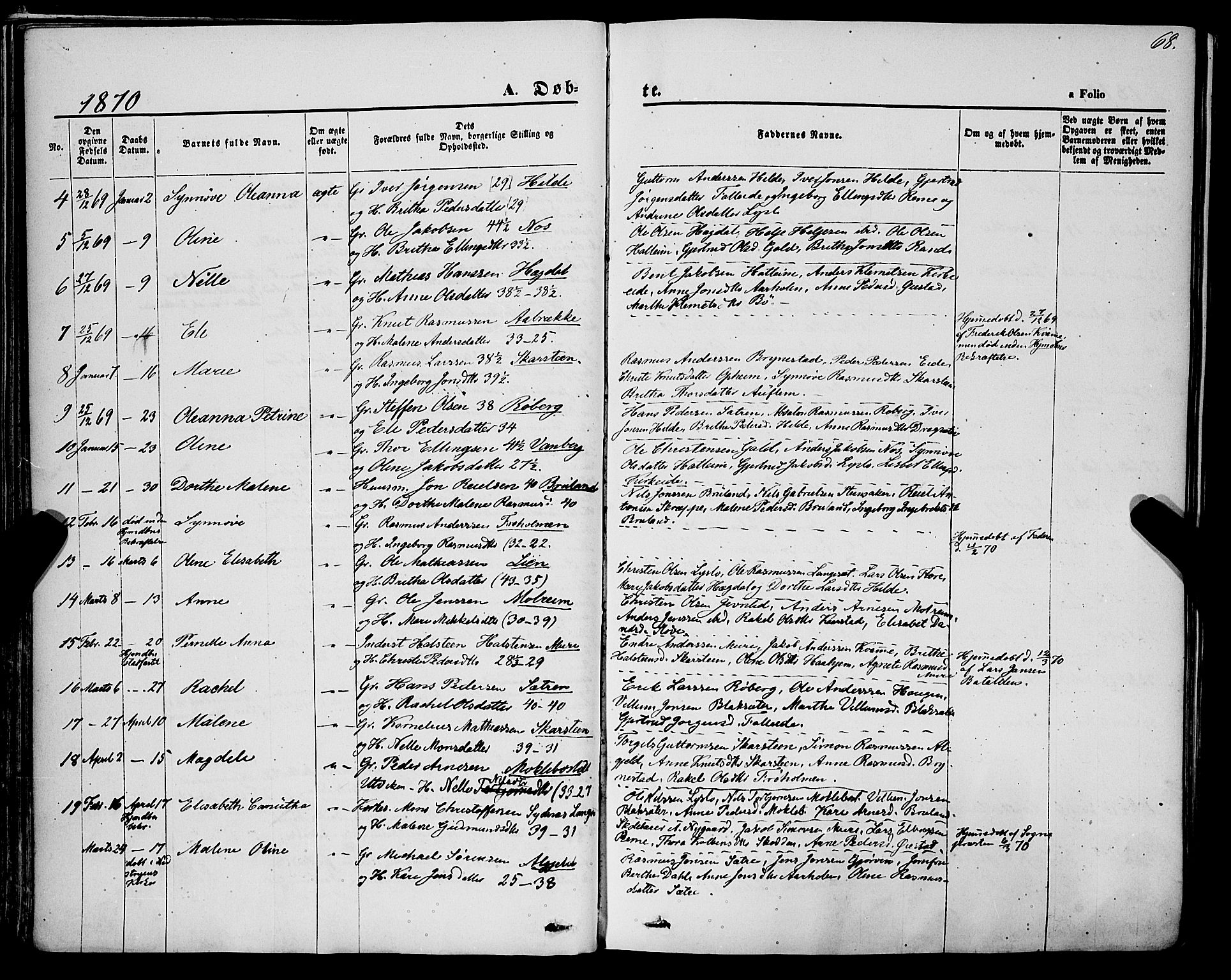 Innvik sokneprestembete, AV/SAB-A-80501: Parish register (official) no. A 6, 1865-1878, p. 68