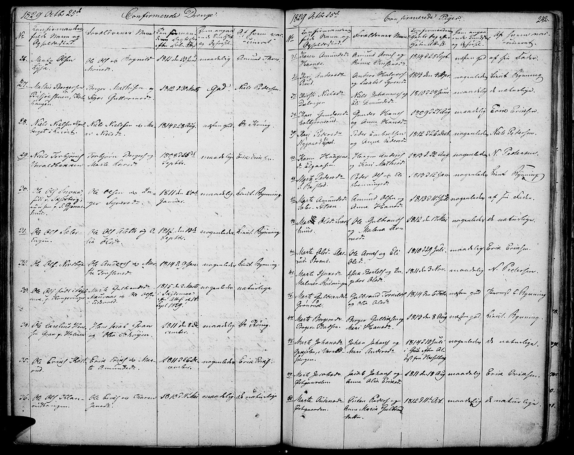 Vinger prestekontor, AV/SAH-PREST-024/H/Ha/Haa/L0007: Parish register (official) no. 7, 1826-1839, p. 242