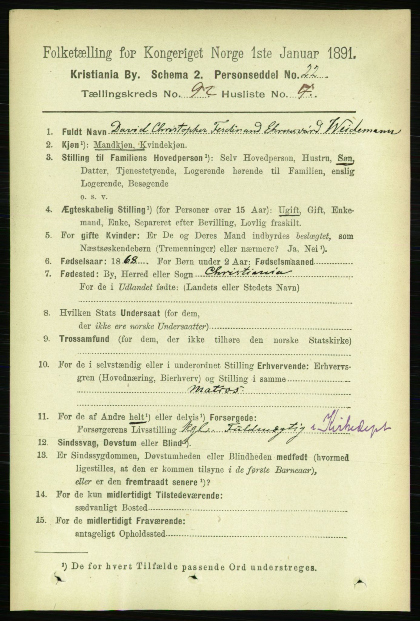 RA, 1891 census for 0301 Kristiania, 1891, p. 45054