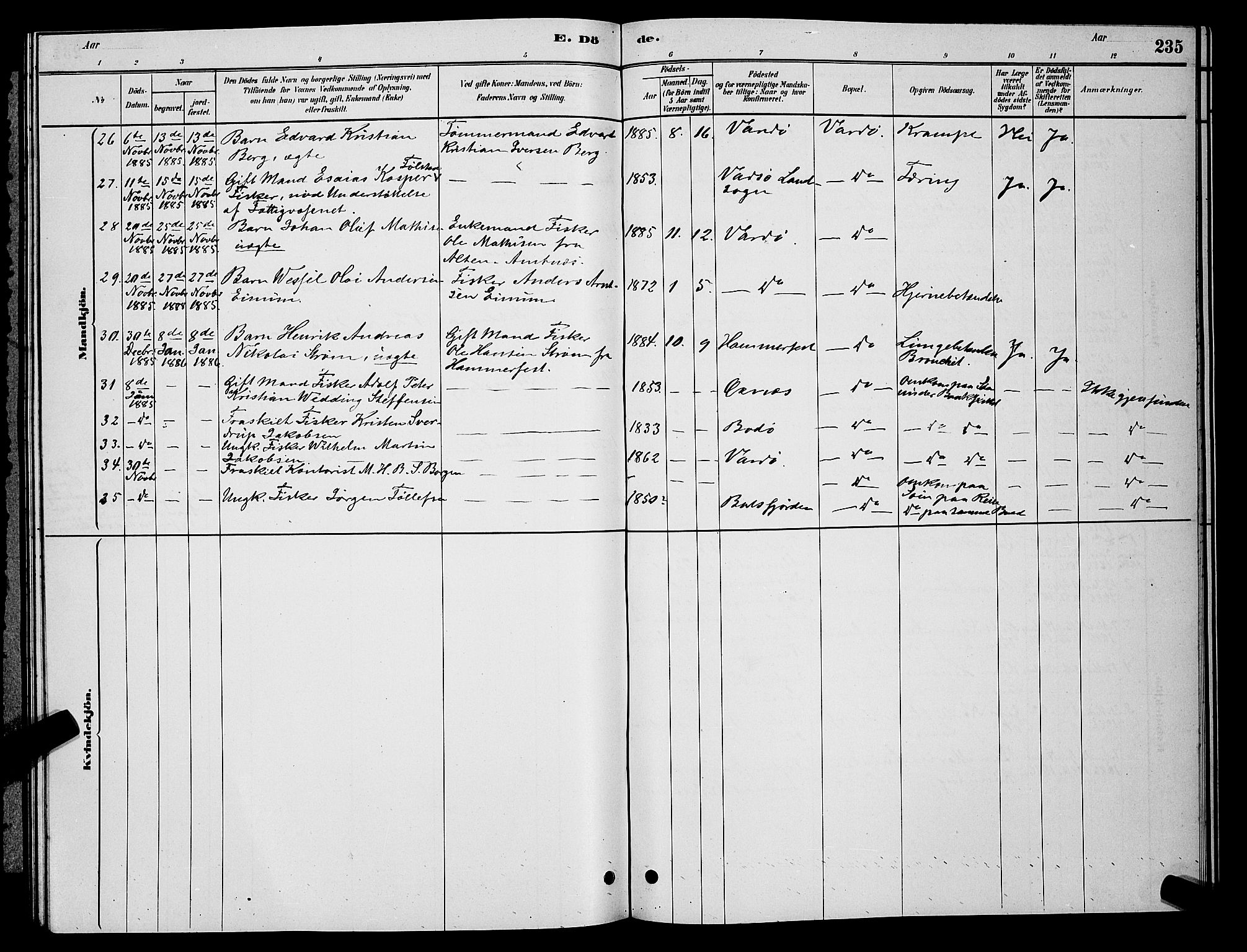 Vardø sokneprestkontor, AV/SATØ-S-1332/H/Hb/L0004klokker: Parish register (copy) no. 4, 1879-1887, p. 235