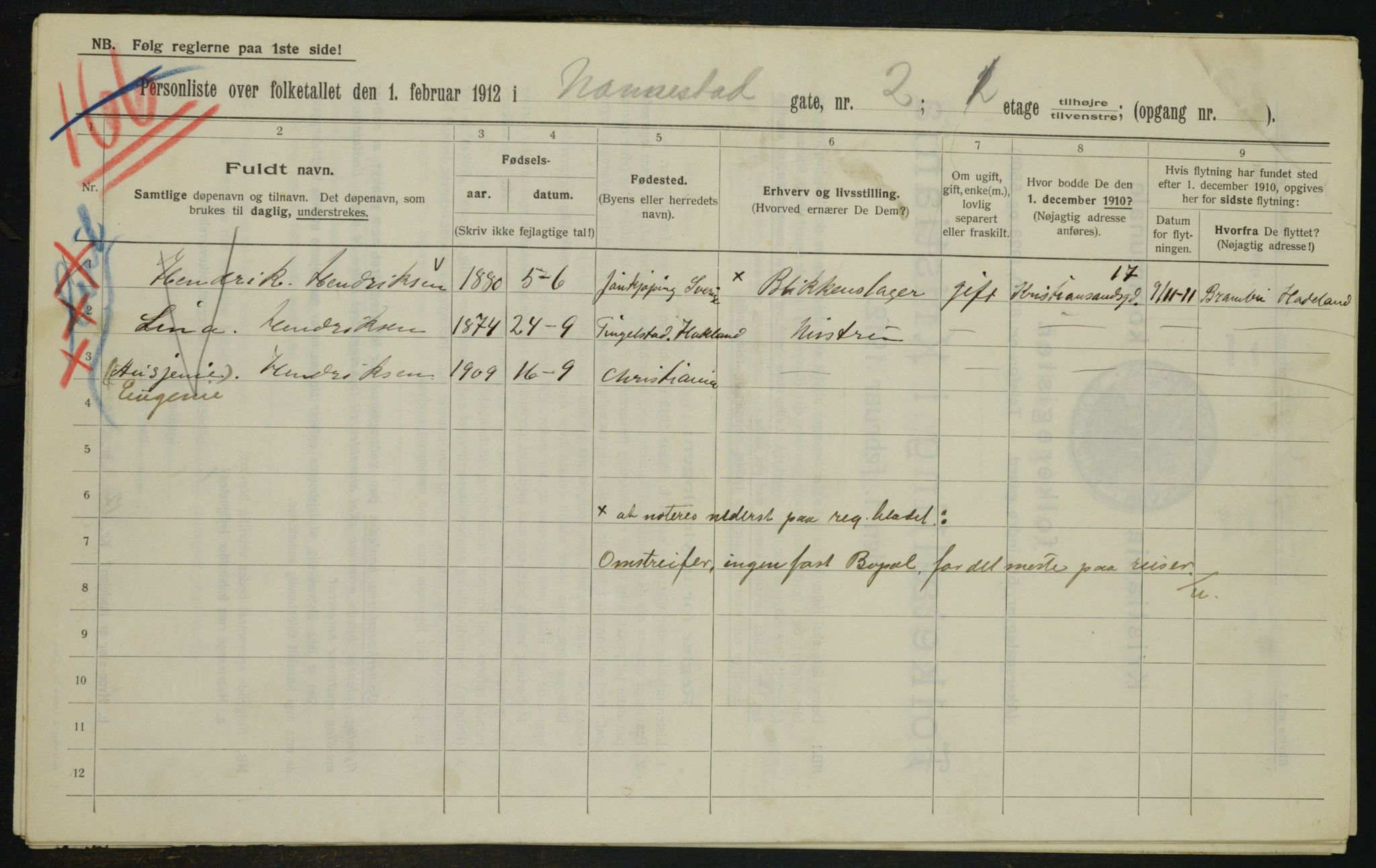 OBA, Municipal Census 1912 for Kristiania, 1912, p. 69618