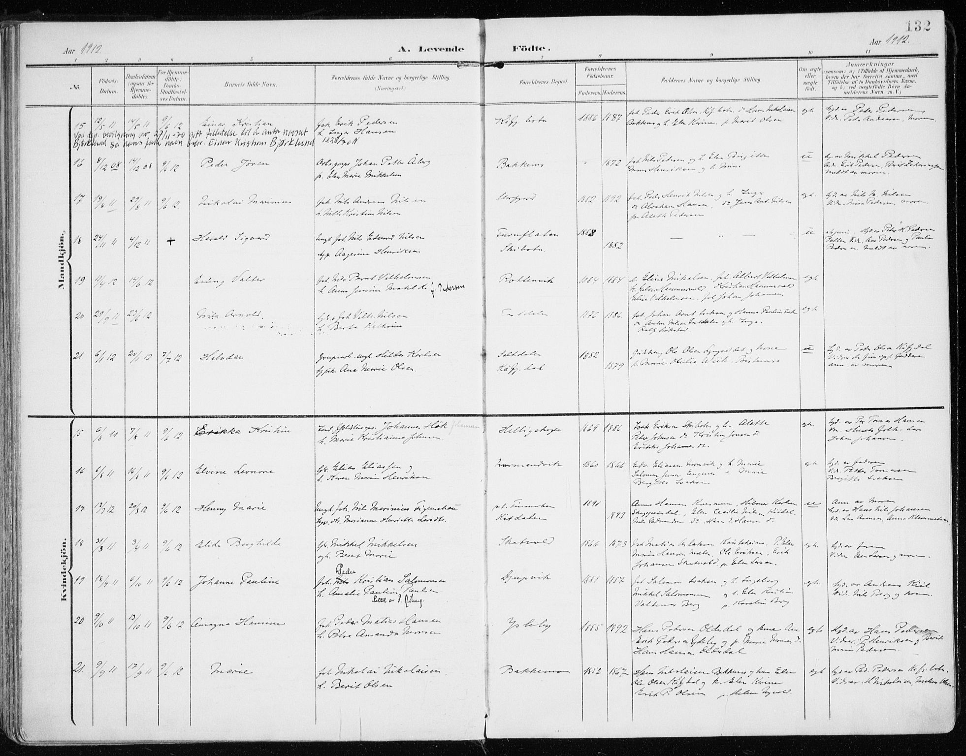 Lyngen sokneprestembete, AV/SATØ-S-1289/H/He/Hea/L0011kirke: Parish register (official) no. 11, 1903-1913, p. 132