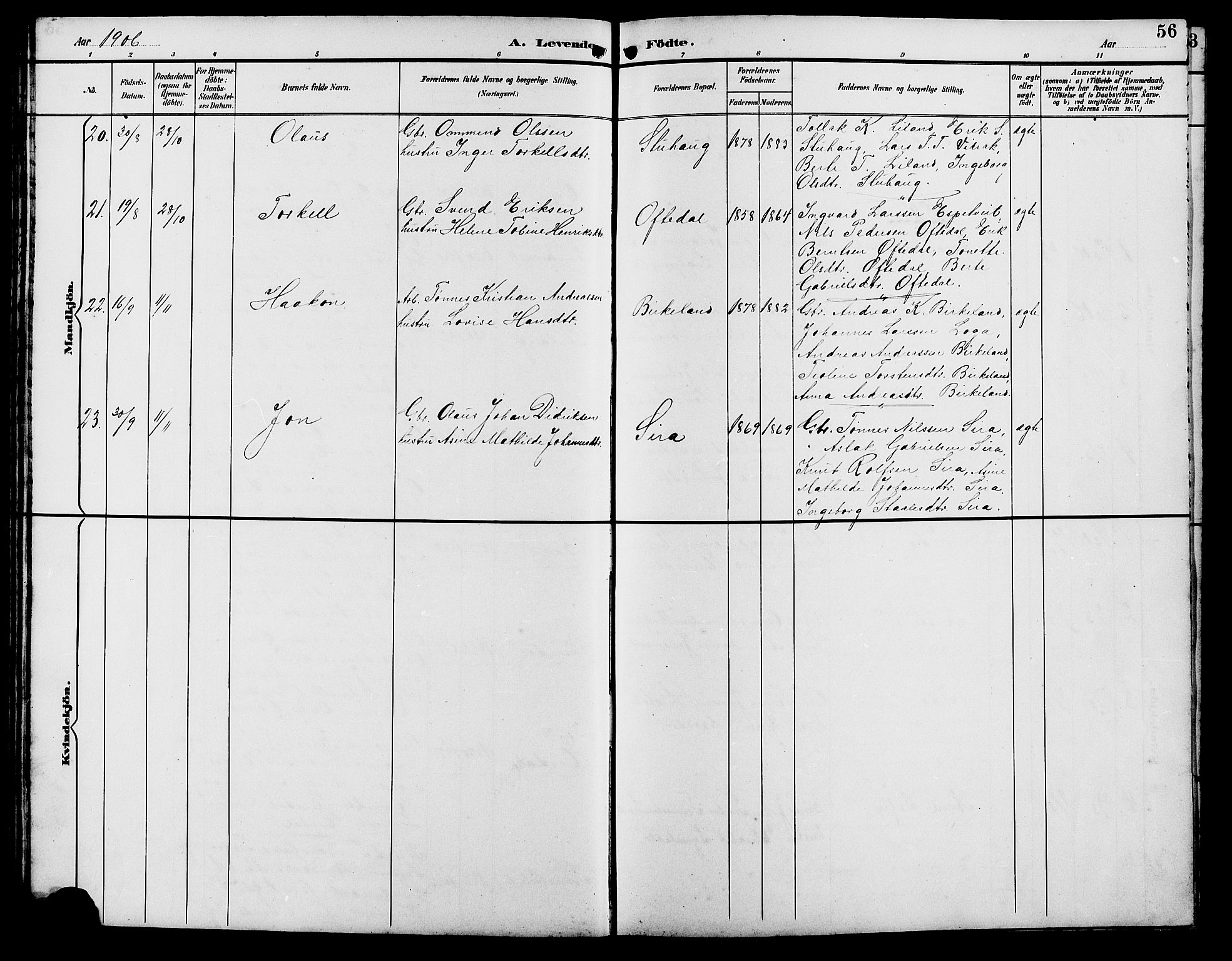 Bakke sokneprestkontor, SAK/1111-0002/F/Fb/Fba/L0003: Parish register (copy) no. B 3, 1894-1910, p. 56