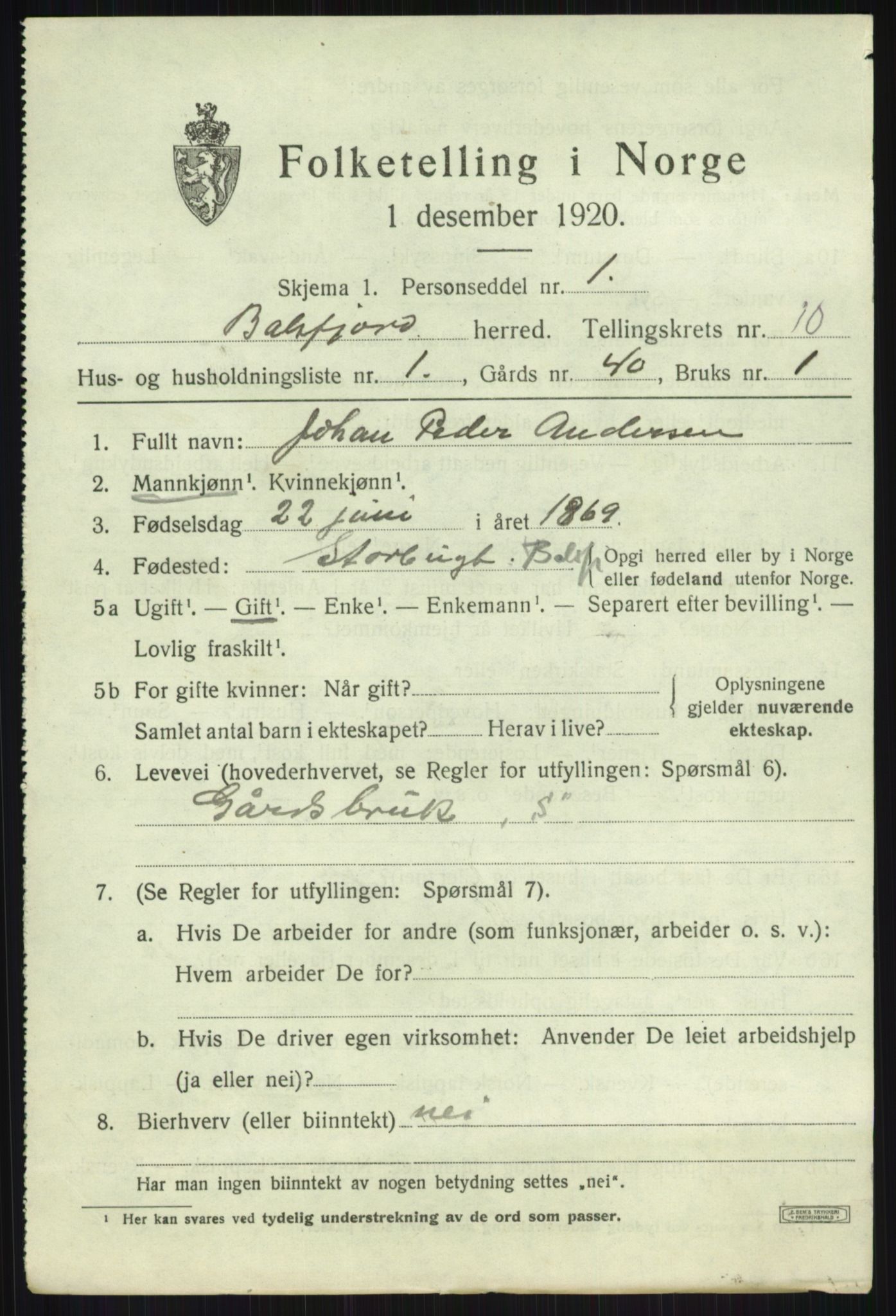SATØ, 1920 census for Balsfjord, 1920, p. 5271