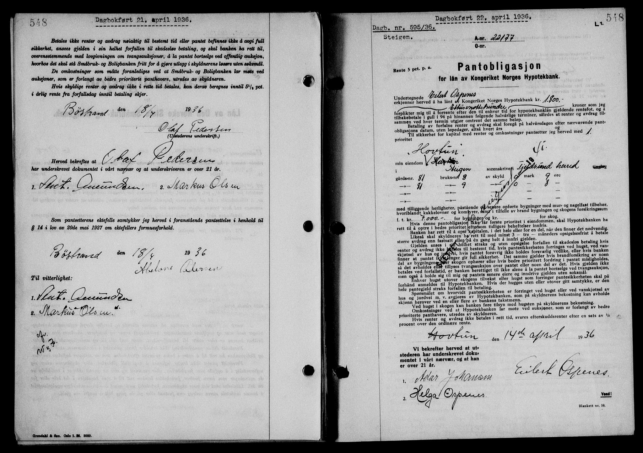Steigen og Ofoten sorenskriveri, SAT/A-0030/1/2/2C/L0026: Mortgage book no. 30, 1935-1936, Deed date: 22.04.1936
