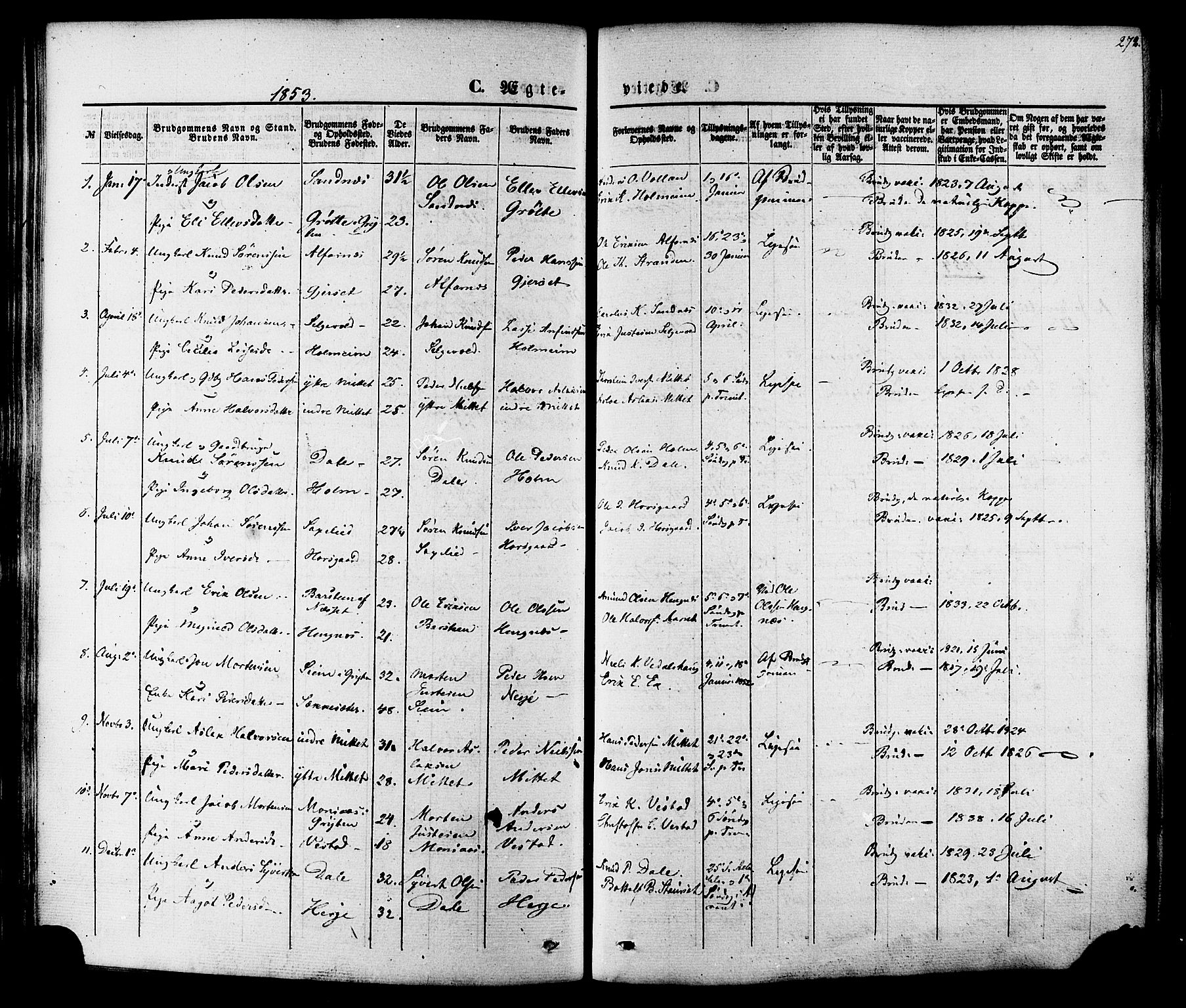 Ministerialprotokoller, klokkerbøker og fødselsregistre - Møre og Romsdal, SAT/A-1454/547/L0603: Parish register (official) no. 547A05, 1846-1877, p. 272