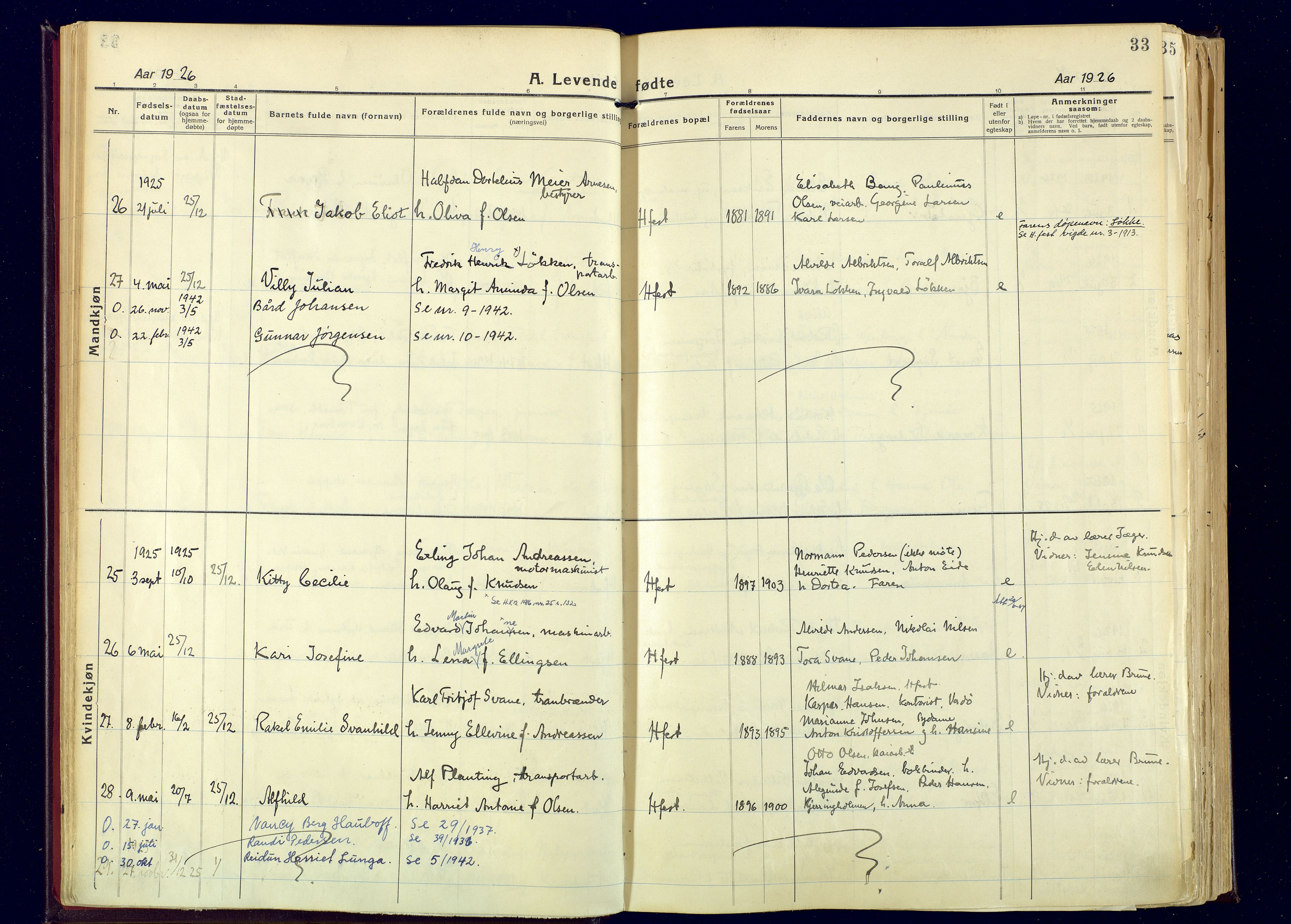 Hammerfest sokneprestkontor, AV/SATØ-S-1347/H/Ha/L0017.kirke: Parish register (official) no. 17, 1923-1933, p. 33