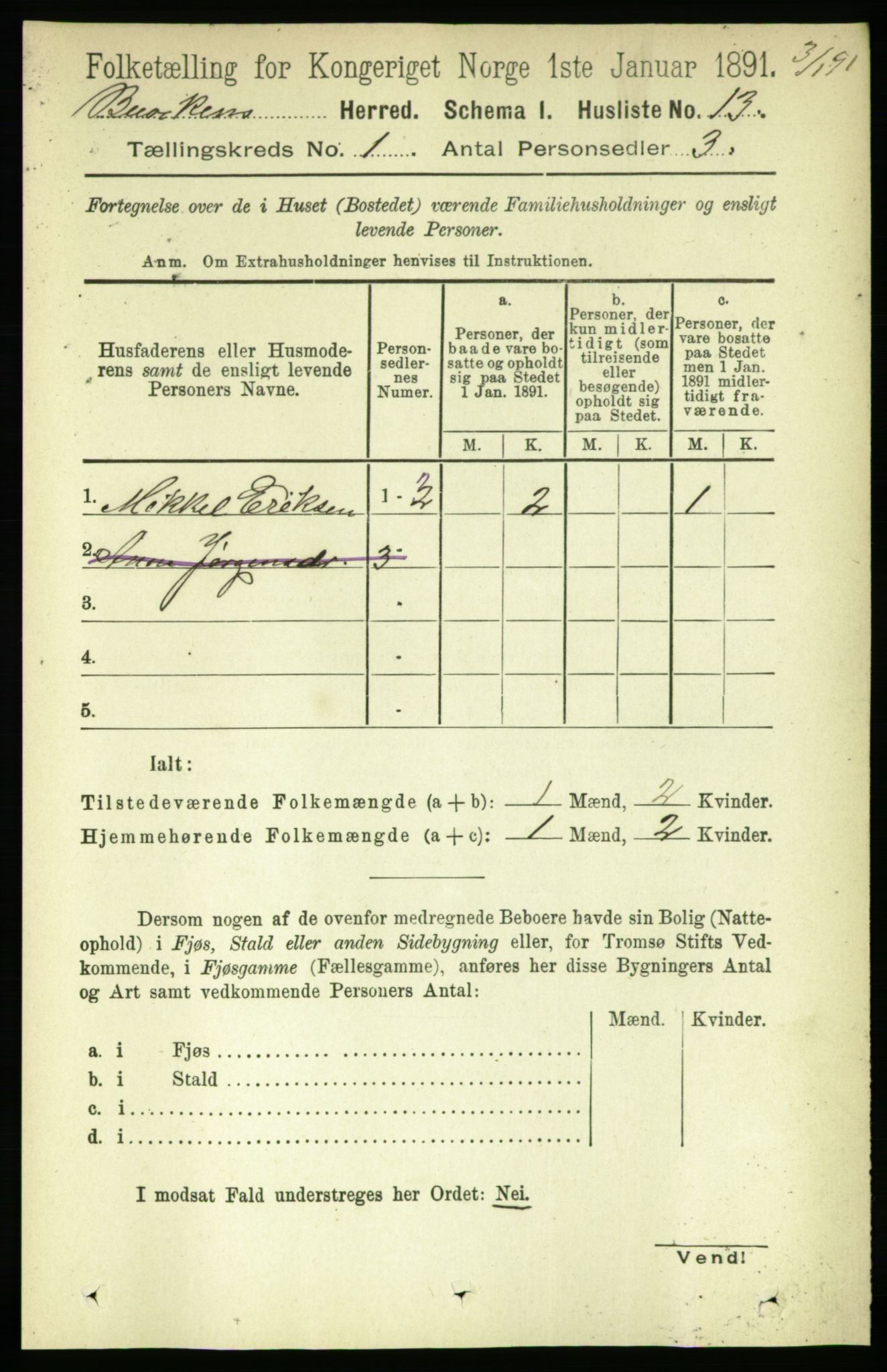 RA, 1891 census for 1656 Buvik, 1891, p. 24