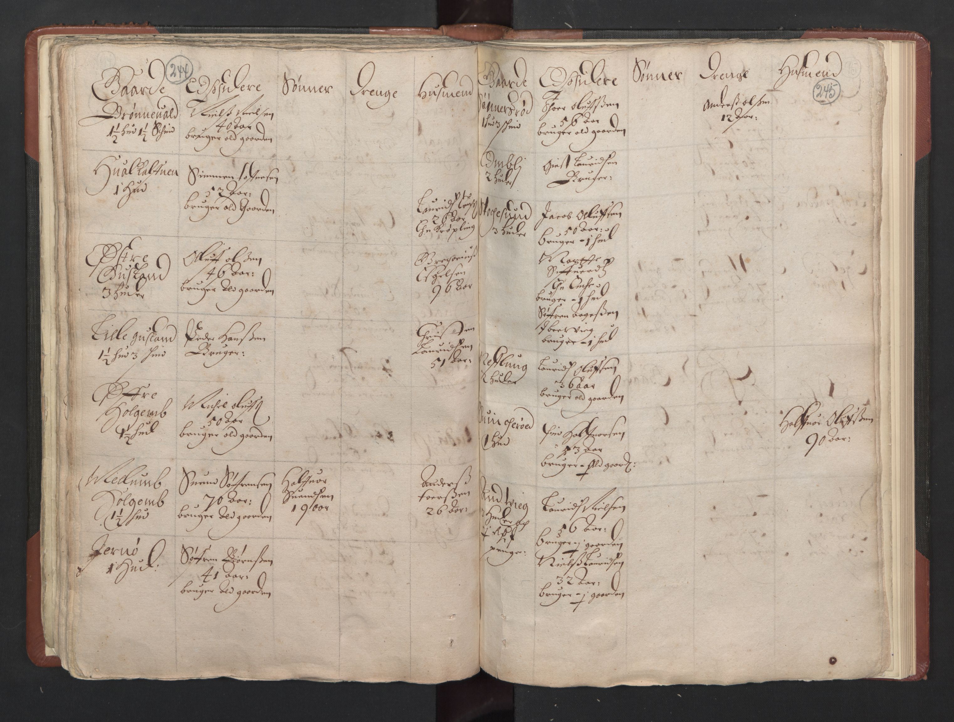 RA, Bailiff's Census 1664-1666, no. 5: Modern Buskerud county and modern Vestfold county, 1664, p. 244-245