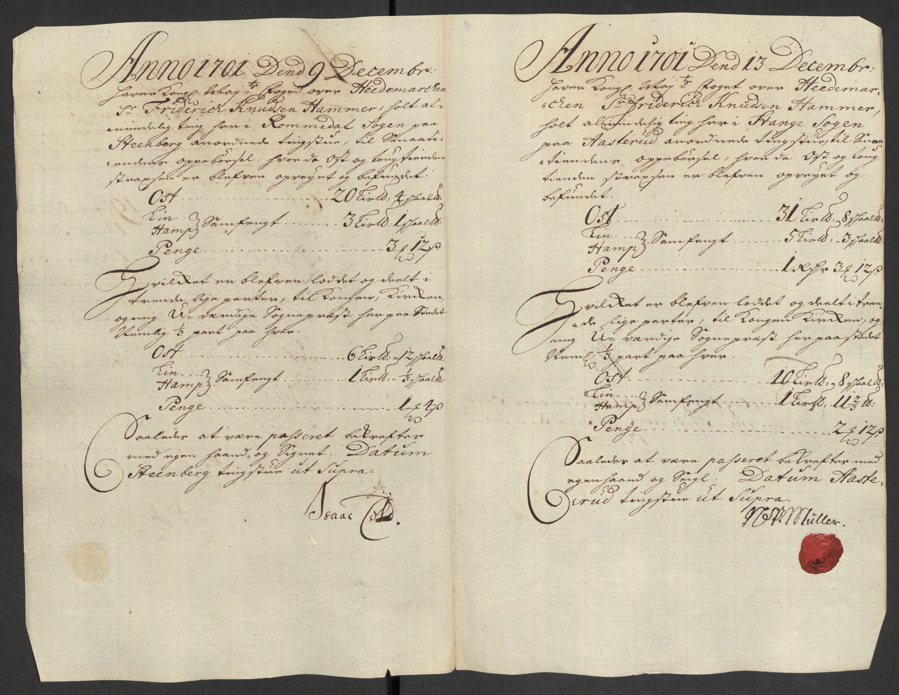 Rentekammeret inntil 1814, Reviderte regnskaper, Fogderegnskap, AV/RA-EA-4092/R16/L1040: Fogderegnskap Hedmark, 1701-1702, p. 67