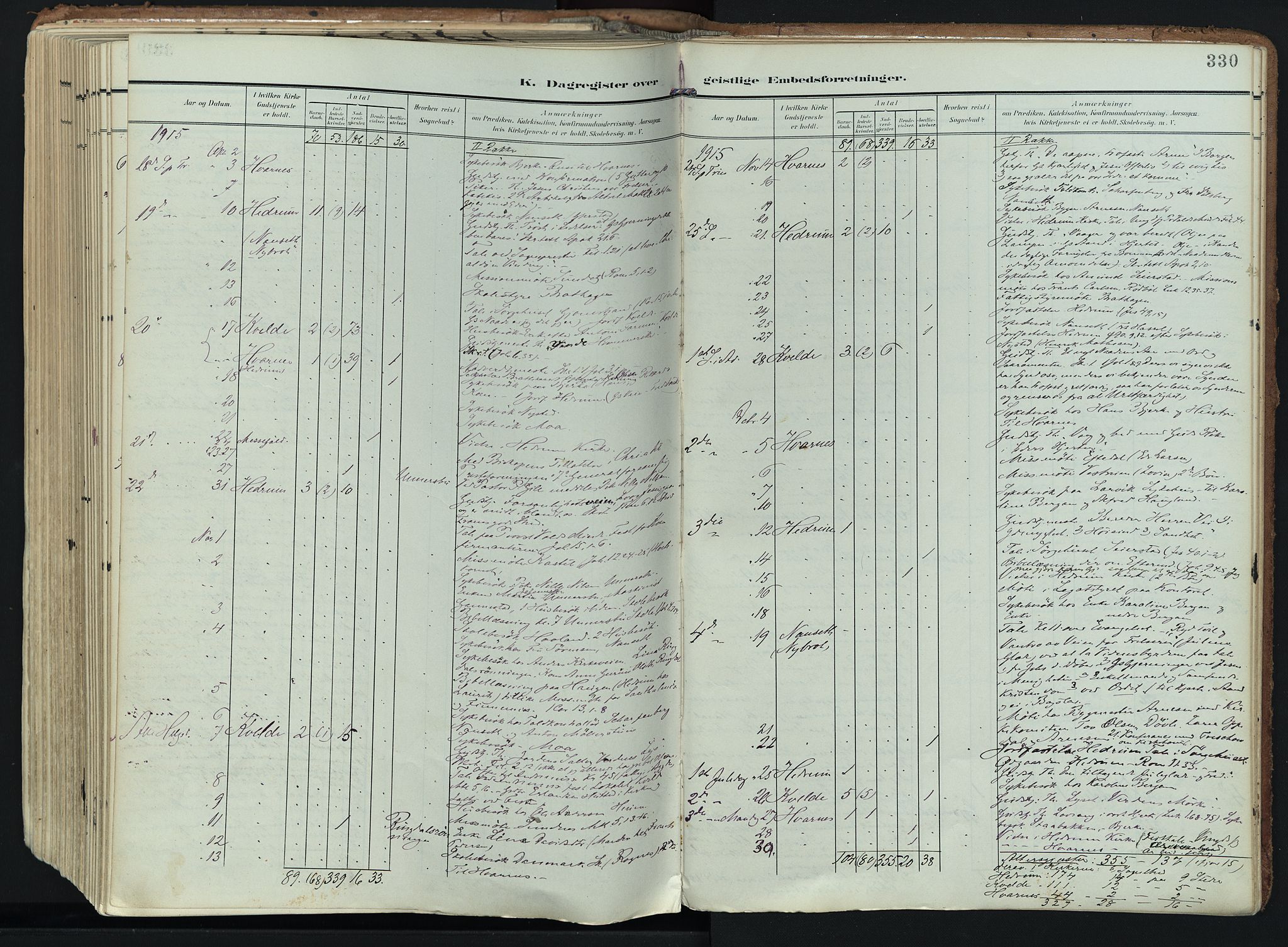Hedrum kirkebøker, AV/SAKO-A-344/F/Fa/L0010: Parish register (official) no. I 10, 1904-1918, p. 330