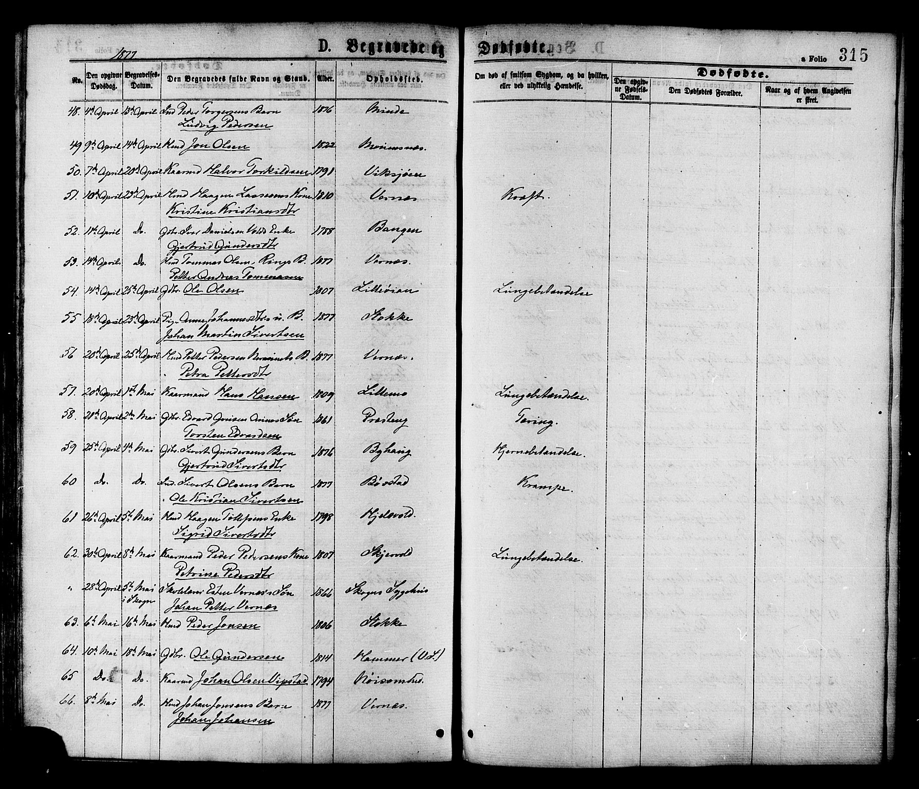 Ministerialprotokoller, klokkerbøker og fødselsregistre - Nord-Trøndelag, AV/SAT-A-1458/709/L0076: Parish register (official) no. 709A16, 1871-1879, p. 315