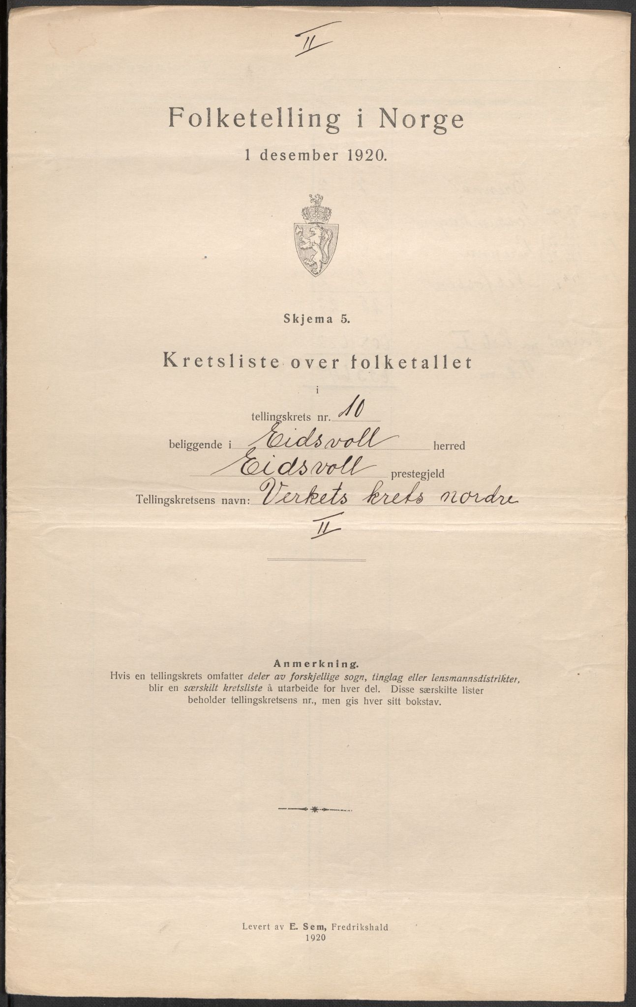 SAO, 1920 census for Eidsvoll, 1920, p. 47