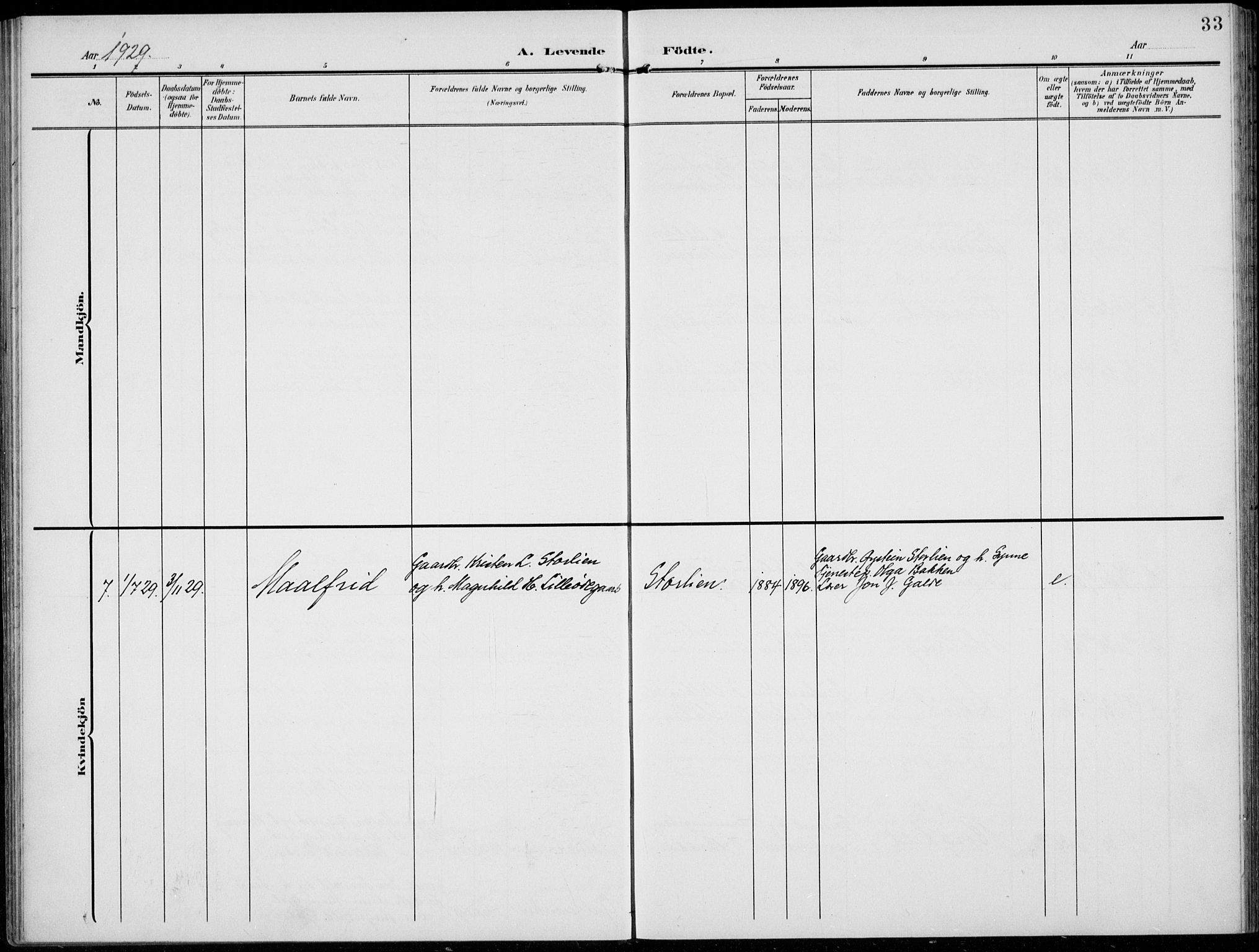 Lom prestekontor, SAH/PREST-070/L/L0007: Parish register (copy) no. 7, 1904-1938, p. 33