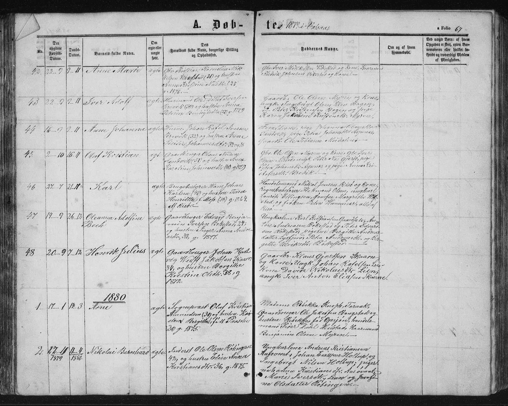 Ministerialprotokoller, klokkerbøker og fødselsregistre - Nordland, AV/SAT-A-1459/810/L0158: Parish register (copy) no. 810C02 /1, 1863-1883, p. 67