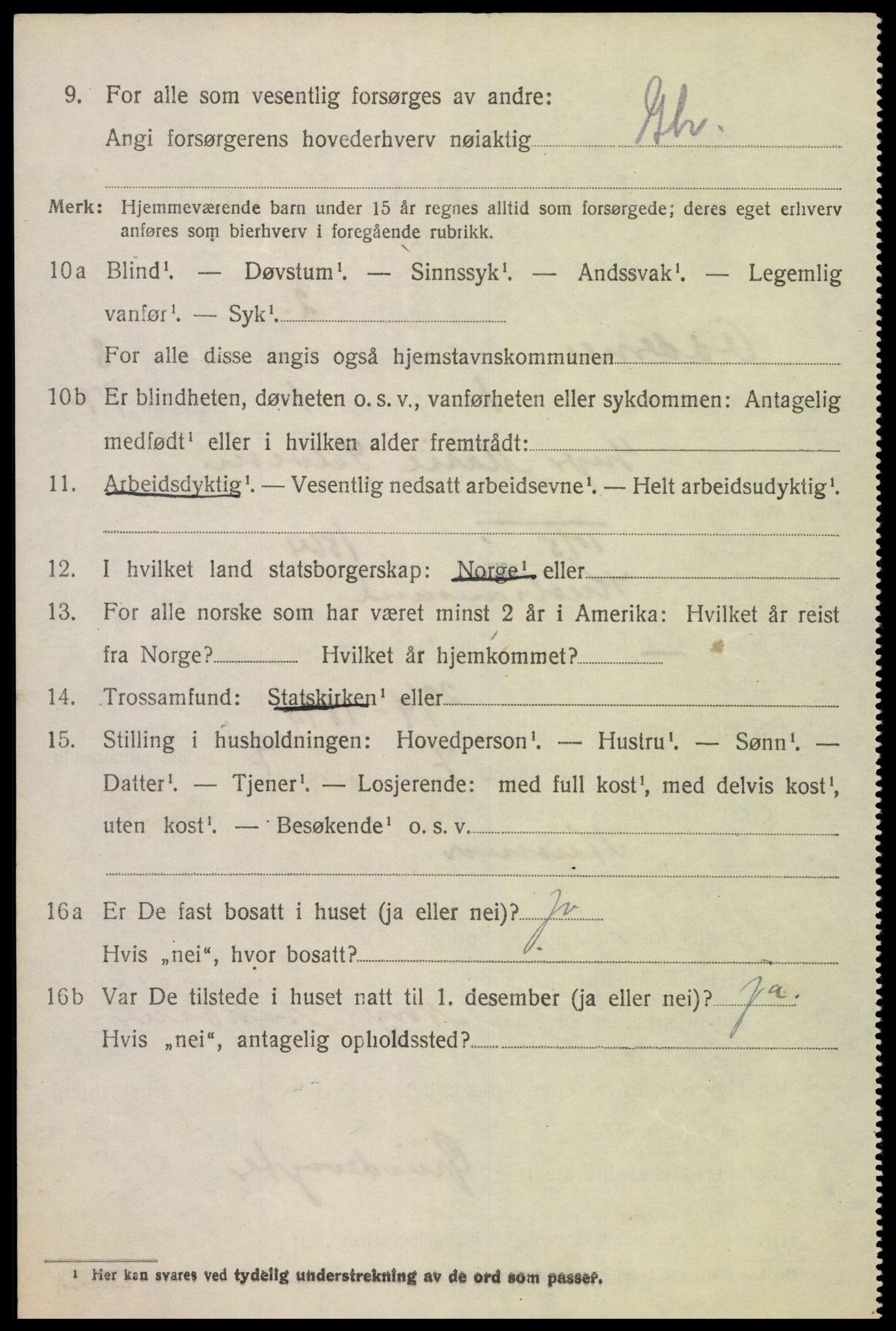 SAK, 1920 census for Oddernes, 1920, p. 5572