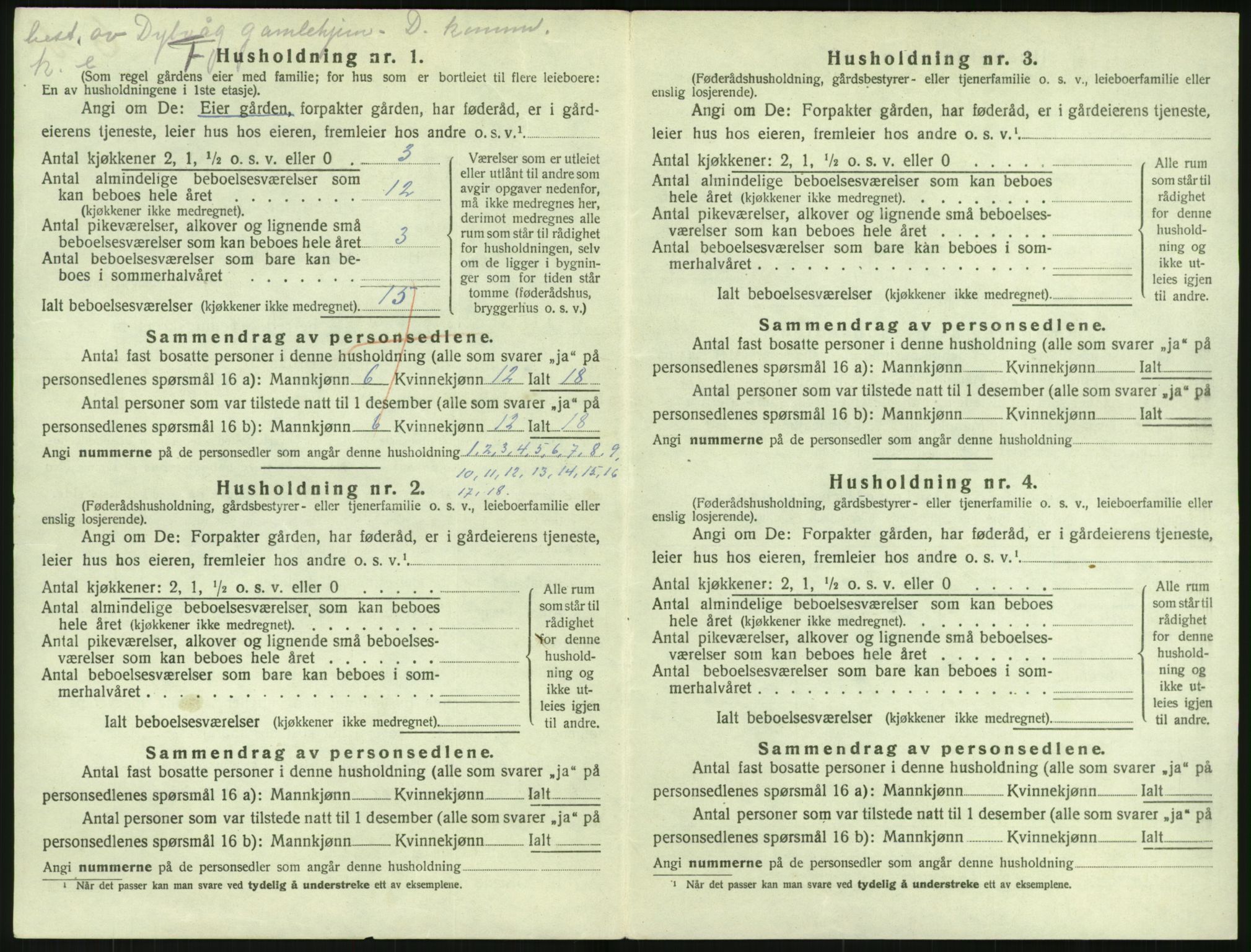 SAK, 1920 census for Dypvåg, 1920, p. 1118