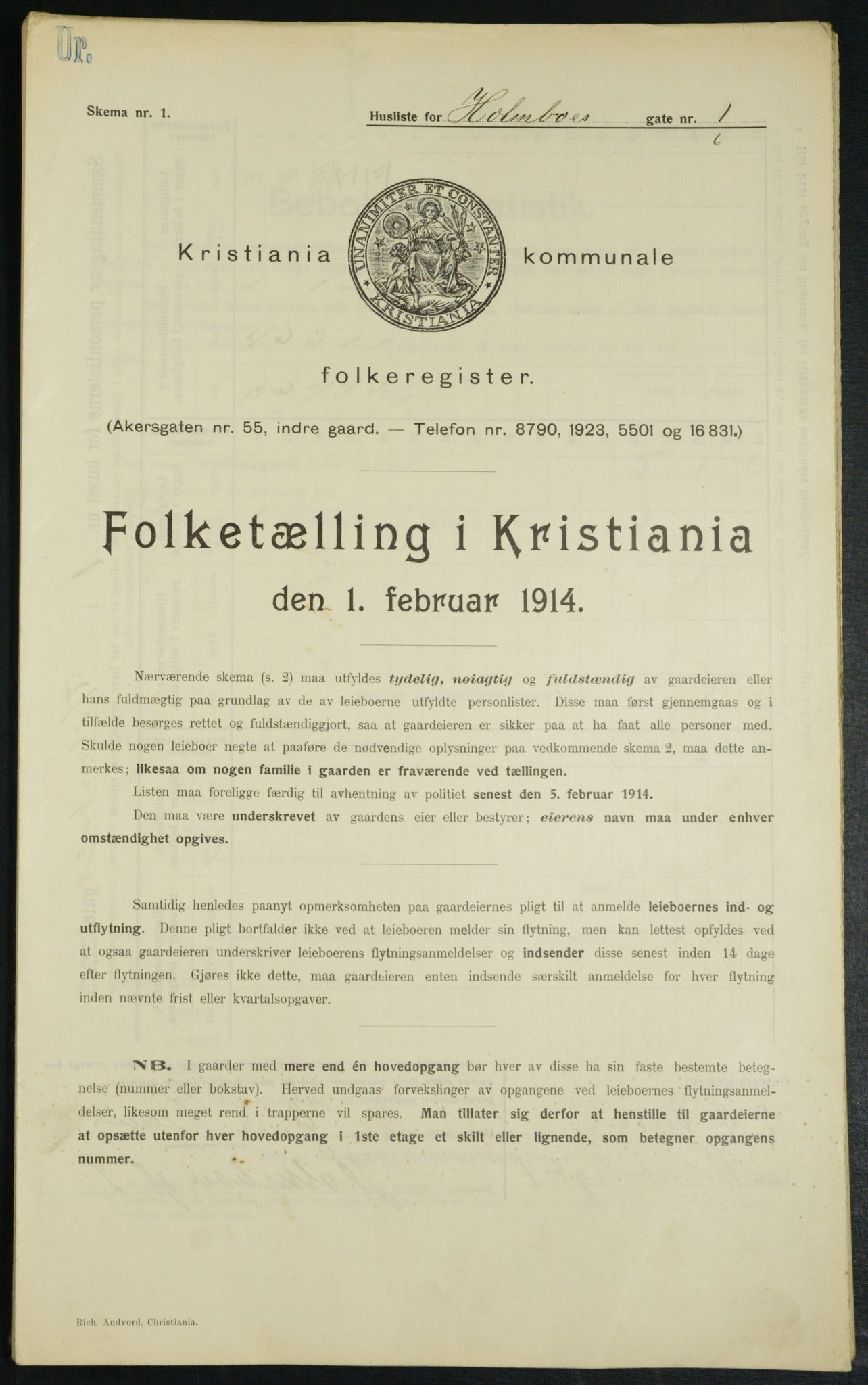 OBA, Municipal Census 1914 for Kristiania, 1914, p. 40814