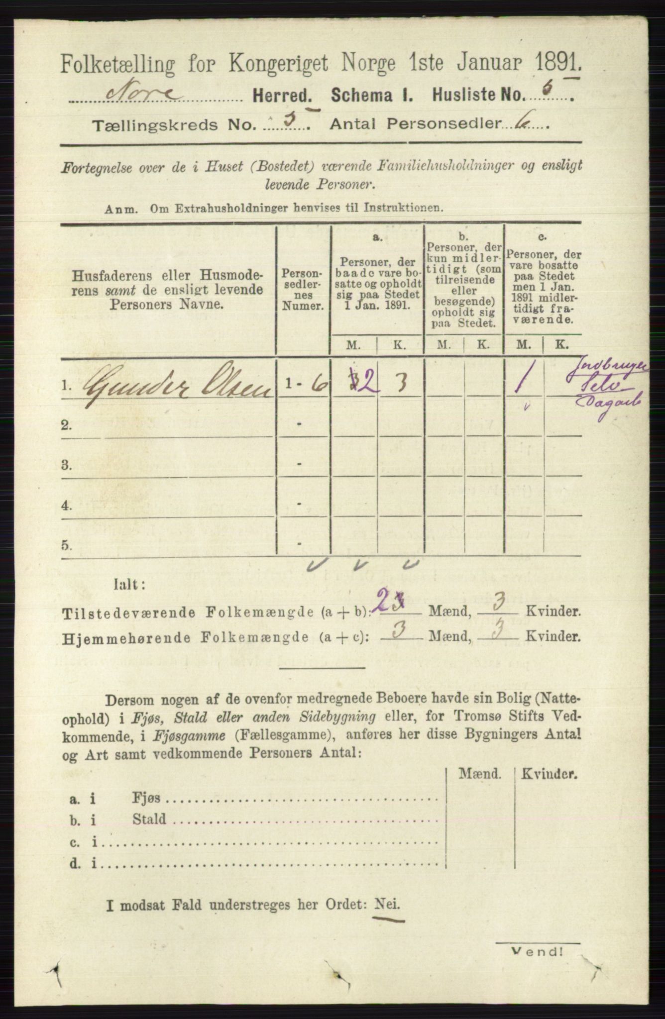 RA, 1891 census for 0633 Nore, 1891, p. 1533