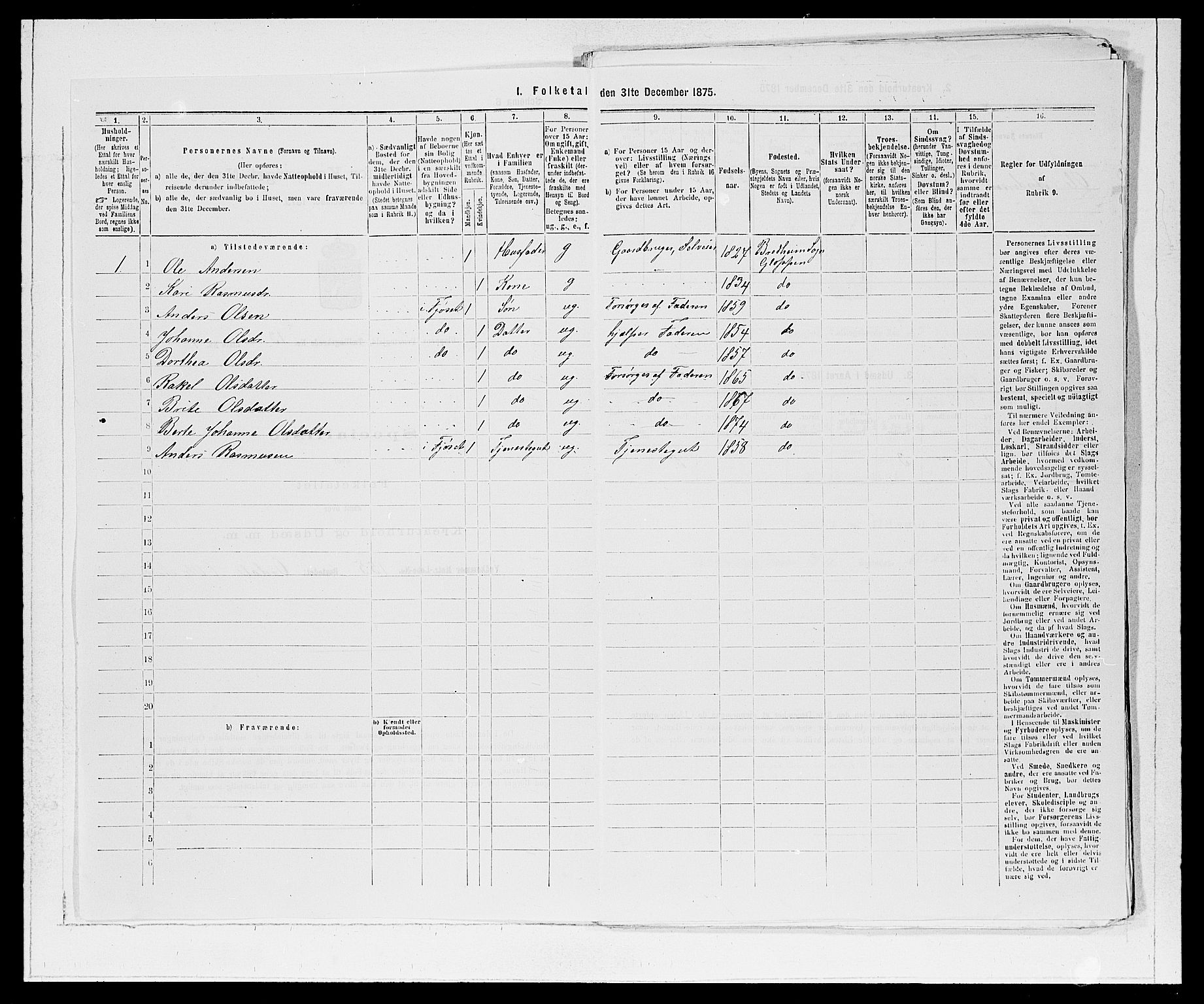 SAB, 1875 Census for 1445P Gloppen, 1875, p. 1393