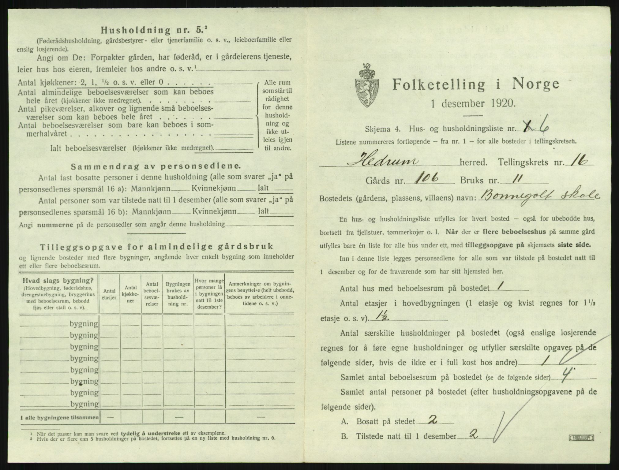 SAKO, 1920 census for Hedrum, 1920, p. 1477