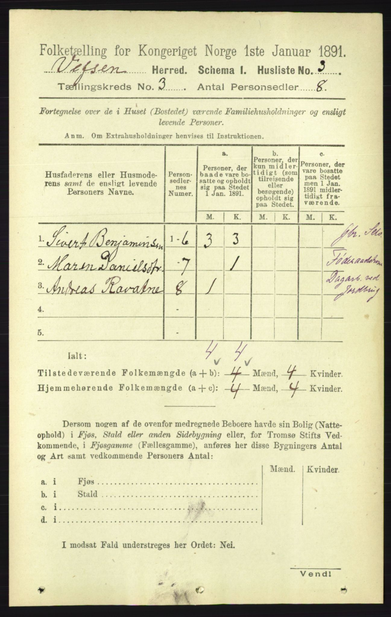 RA, 1891 census for 1824 Vefsn, 1891, p. 1236