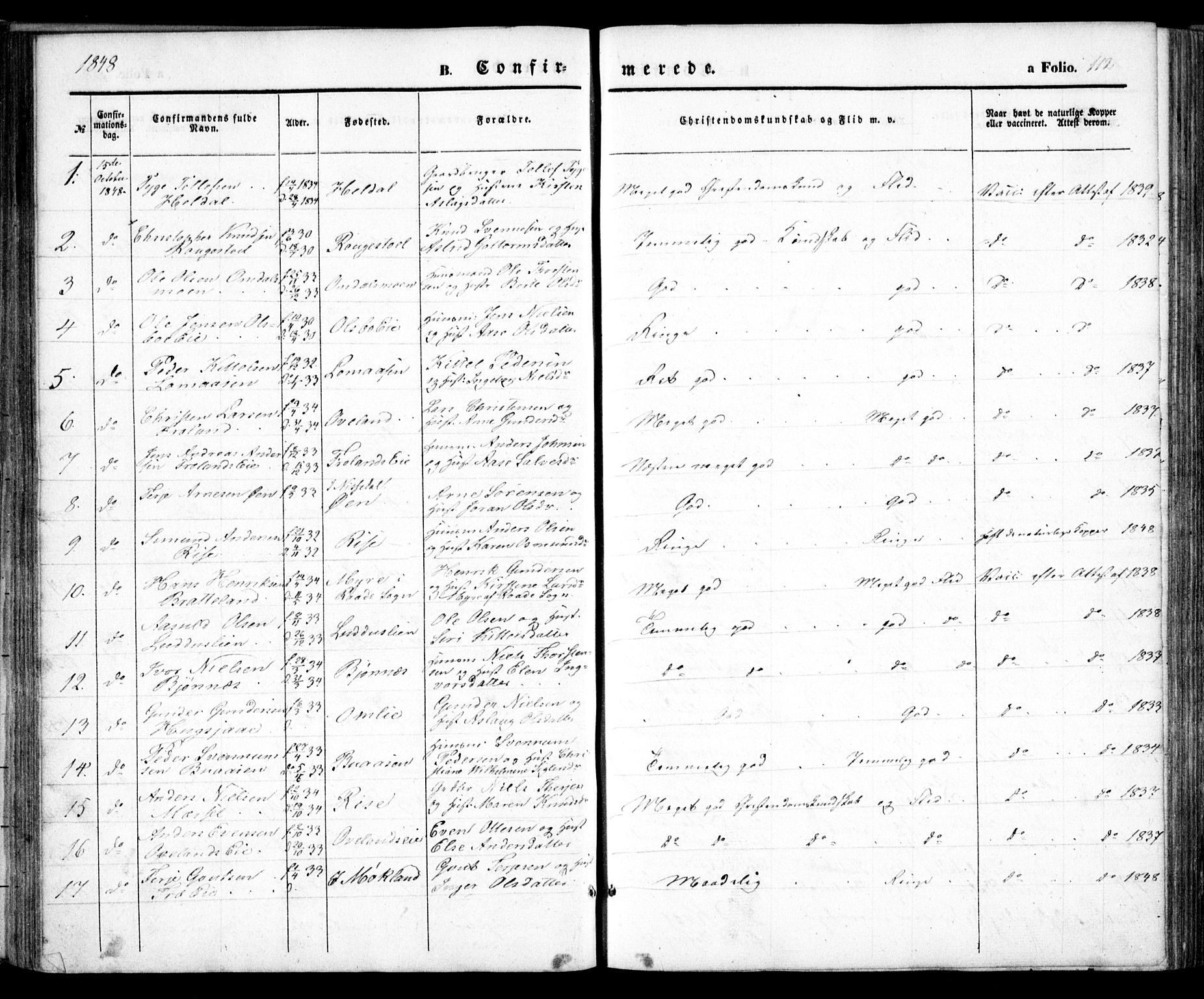 Froland sokneprestkontor, SAK/1111-0013/F/Fa/L0002: Parish register (official) no. A 2, 1845-1863, p. 112