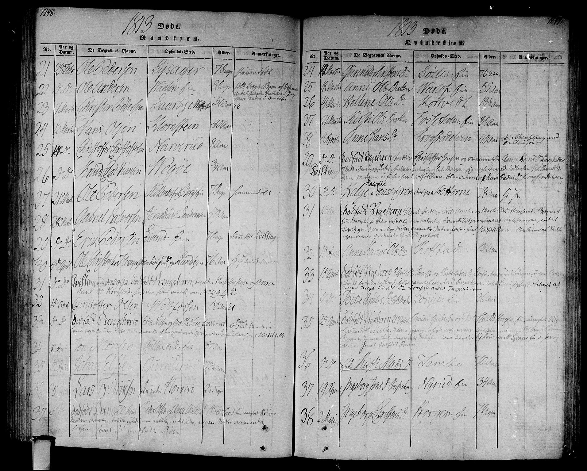 Eiker kirkebøker, AV/SAKO-A-4/F/Fa/L0010: Parish register (official) no. I 10, 1806-1815, p. 1248-1249