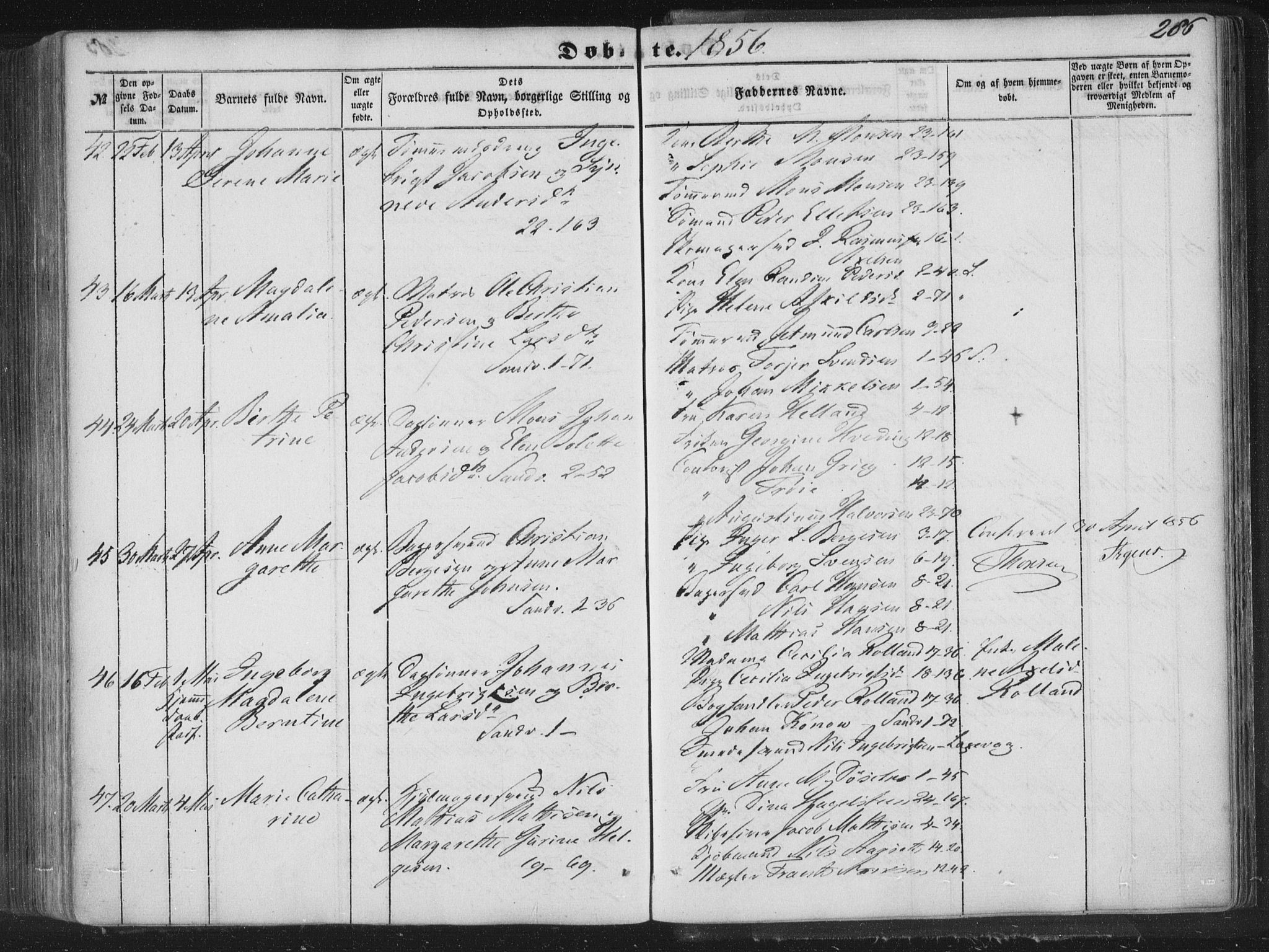 Korskirken sokneprestembete, AV/SAB-A-76101/H/Haa/L0017: Parish register (official) no. B 3, 1851-1857, p. 286