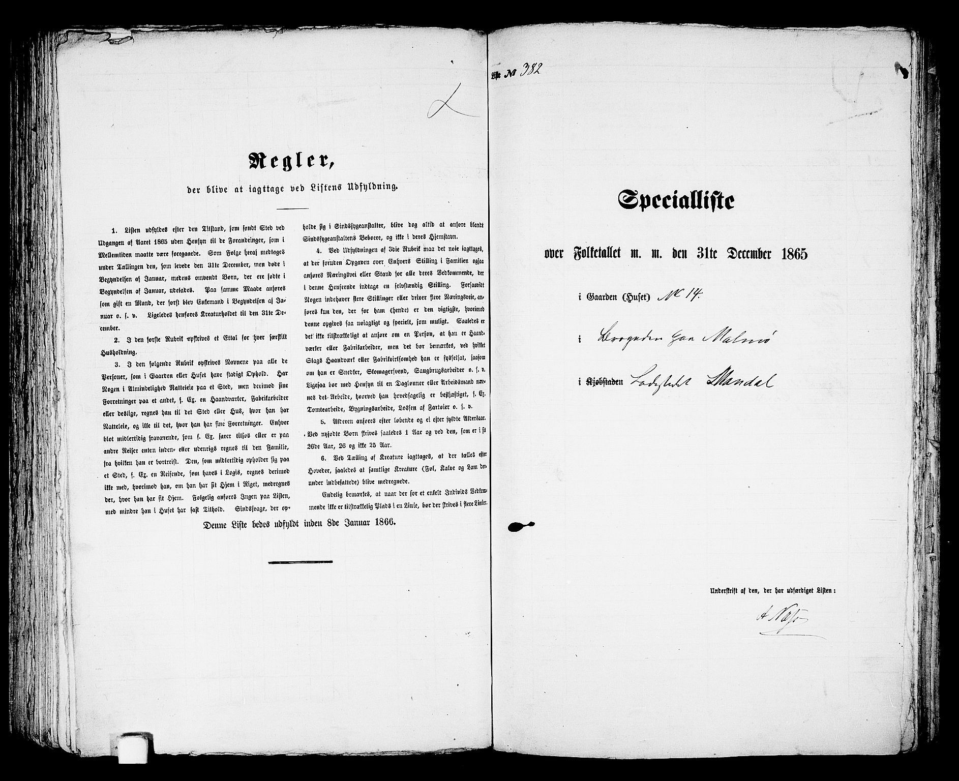 RA, 1865 census for Mandal/Mandal, 1865, p. 772