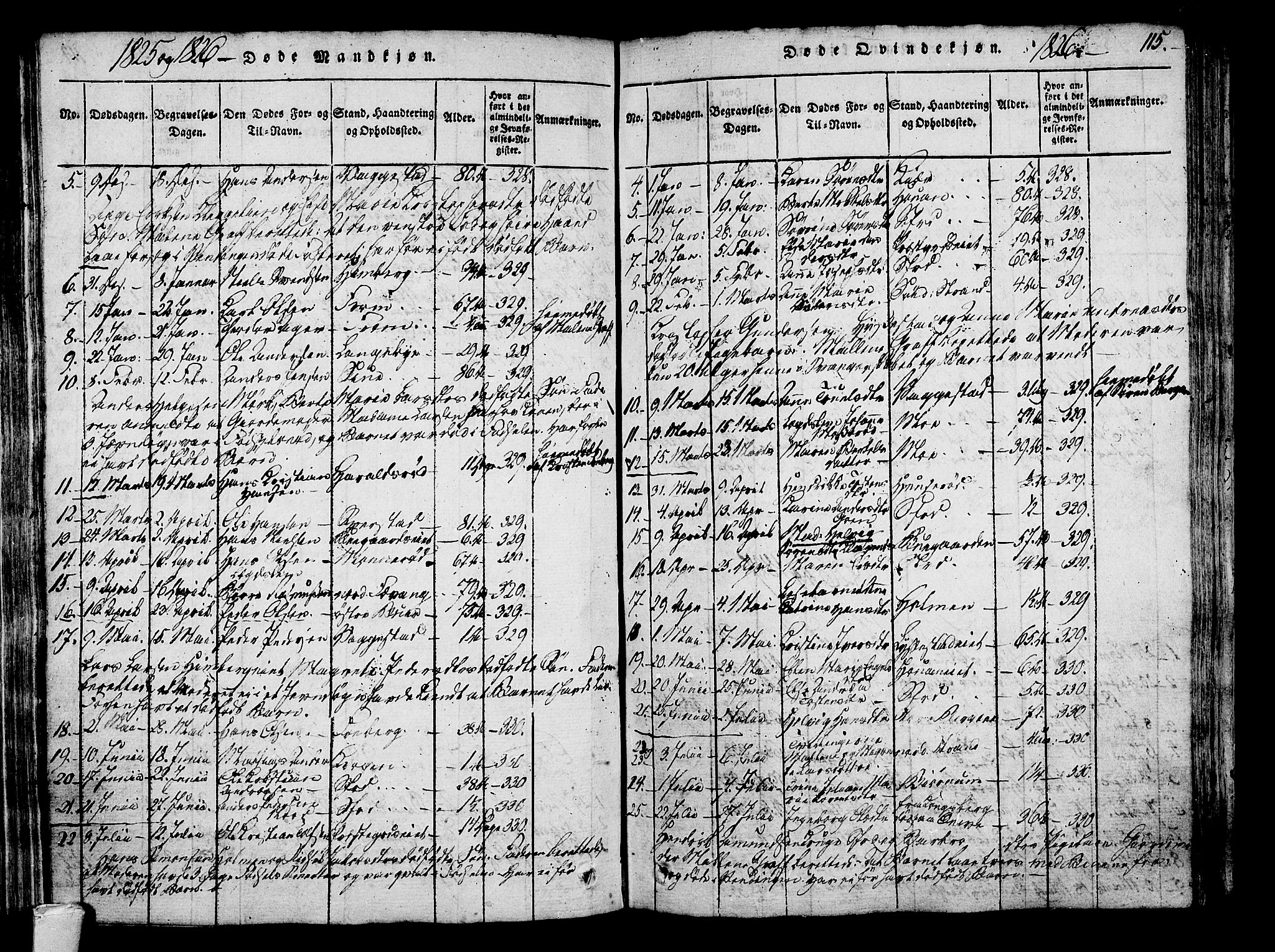 Sandar kirkebøker, AV/SAKO-A-243/F/Fa/L0004: Parish register (official) no. 4, 1814-1832, p. 115