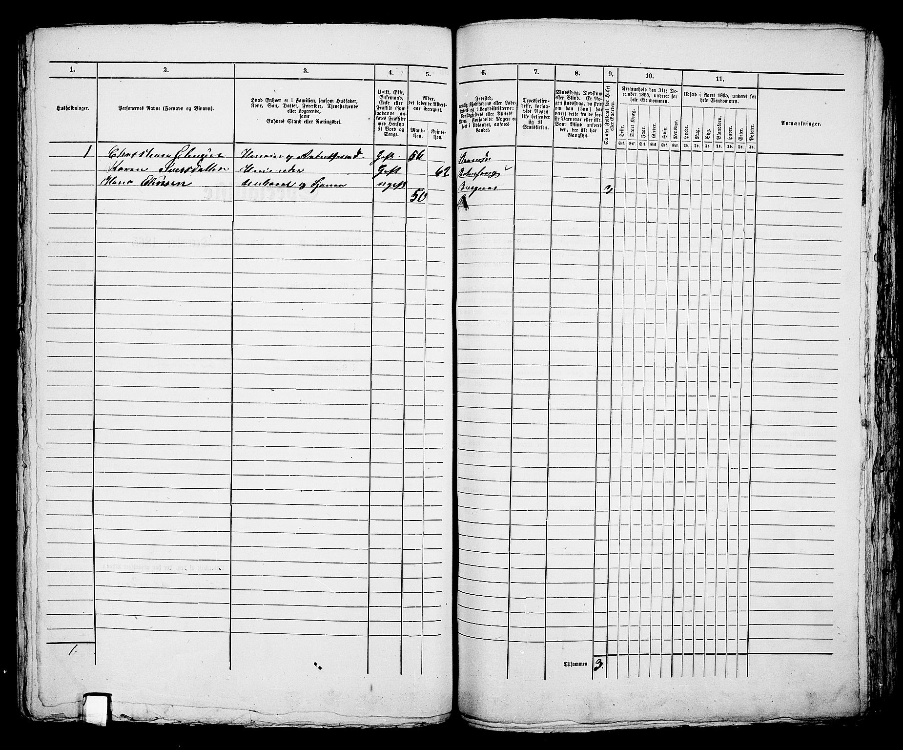 RA, 1865 census for Bragernes in Drammen, 1865, p. 1122