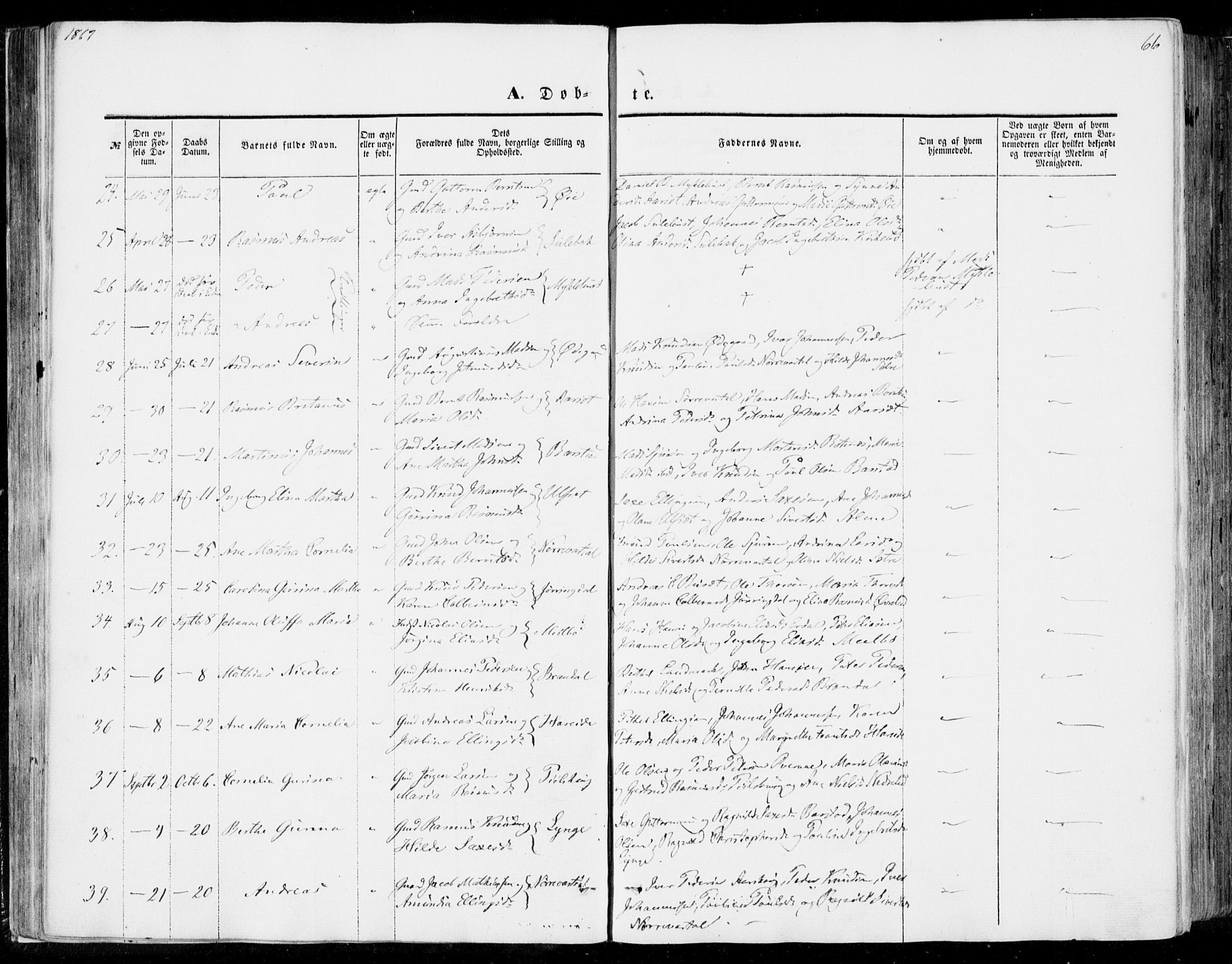 Ministerialprotokoller, klokkerbøker og fødselsregistre - Møre og Romsdal, AV/SAT-A-1454/510/L0121: Parish register (official) no. 510A01, 1848-1877, p. 66