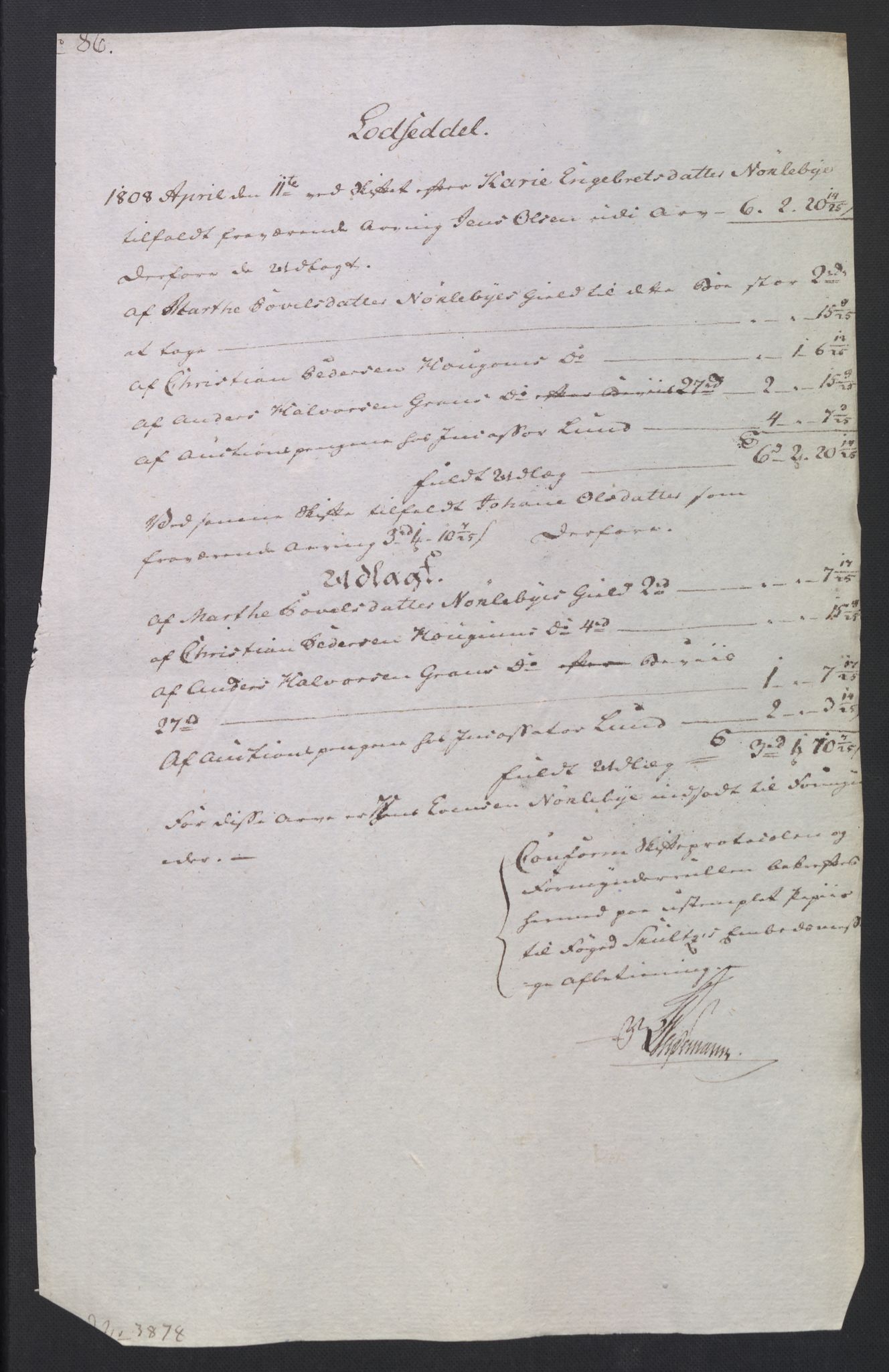 Rentekammeret inntil 1814, Reviderte regnskaper, Fogderegnskap, RA/EA-4092/R19/L1396: Fogderegnskap Toten, Hadeland og Vardal, 1808, p. 317