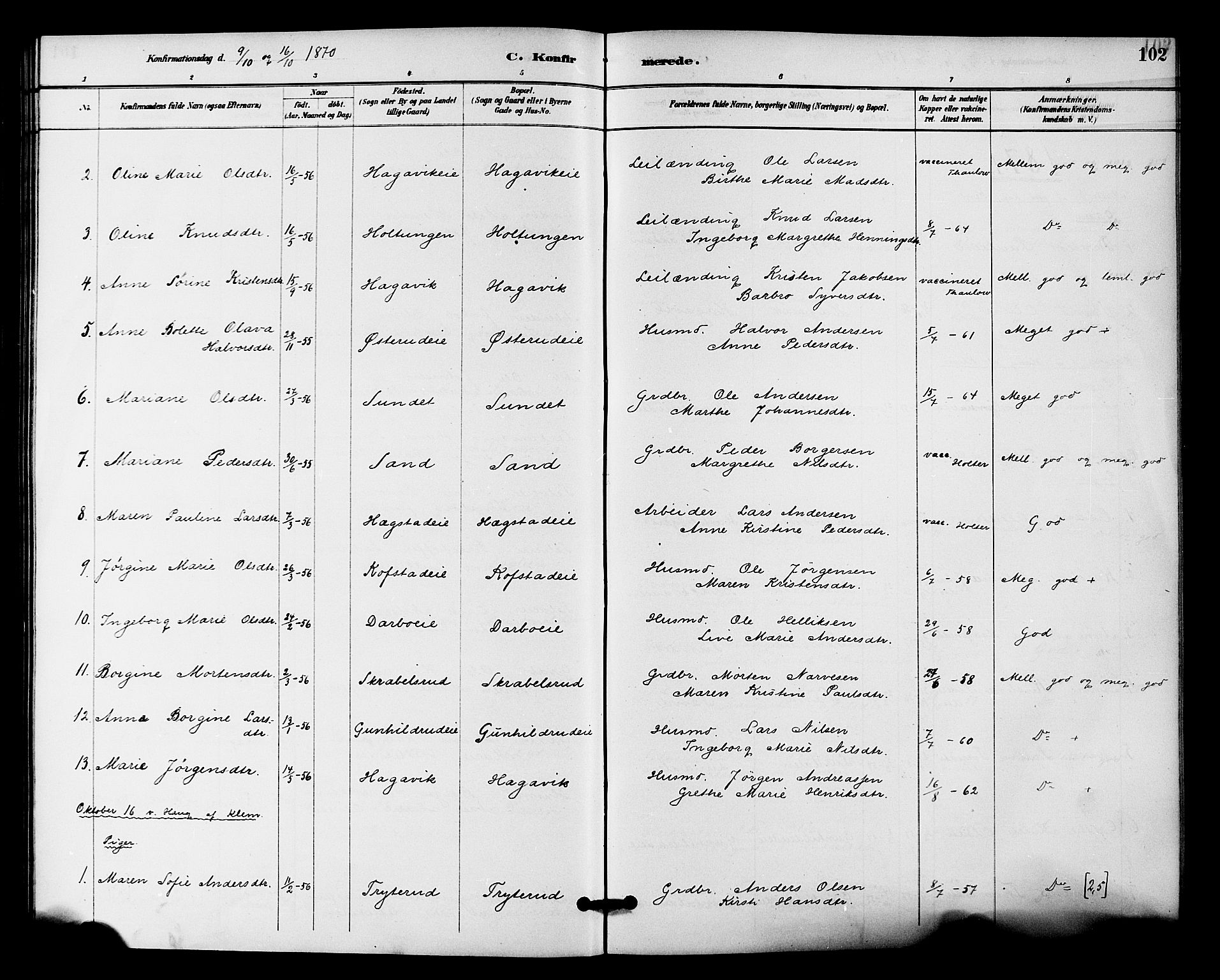 Fiskum kirkebøker, SAKO/A-15/F/Fa/L0001: Parish register (official) no. 1, 1858-1877, p. 102