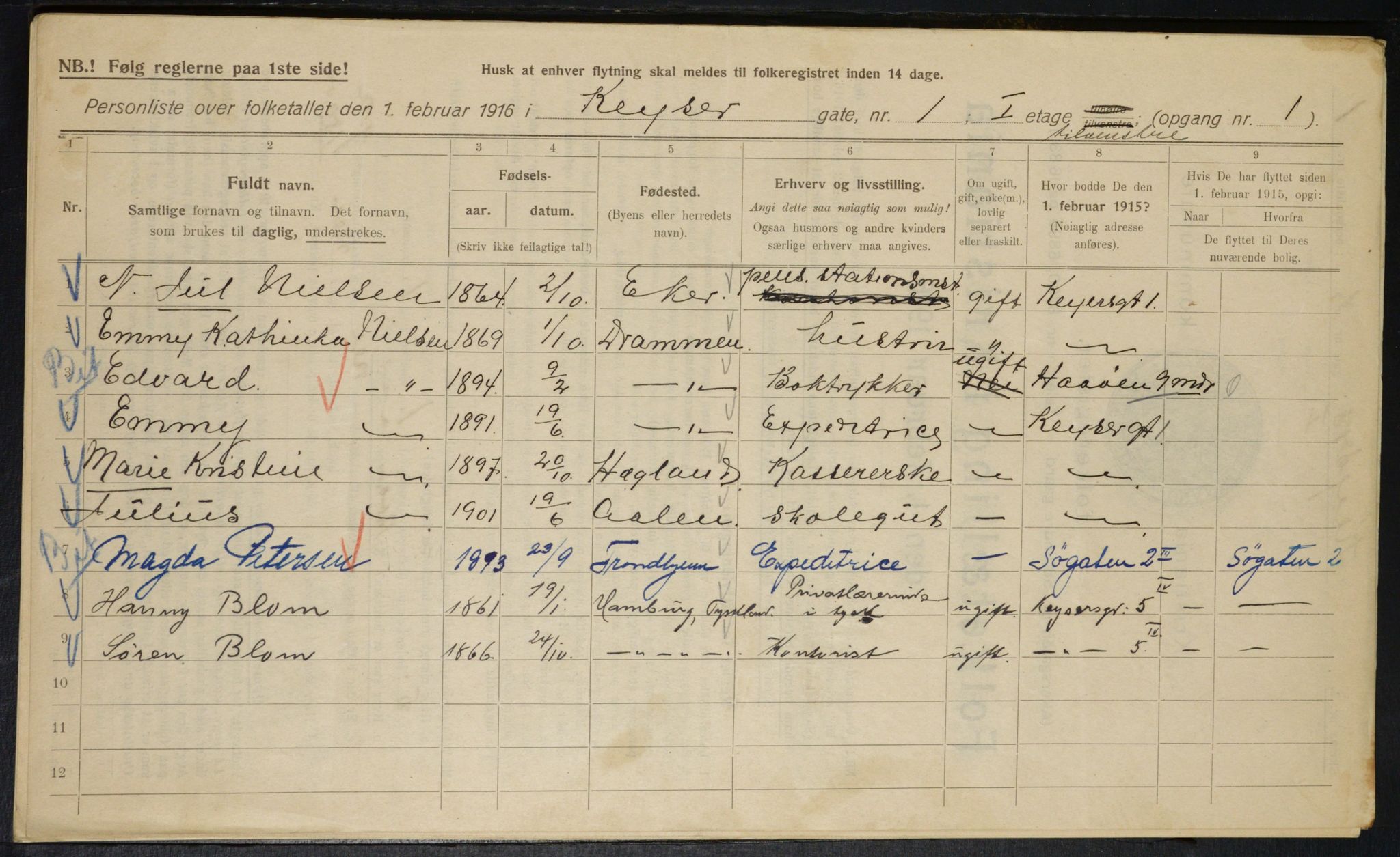 OBA, Municipal Census 1916 for Kristiania, 1916, p. 50231