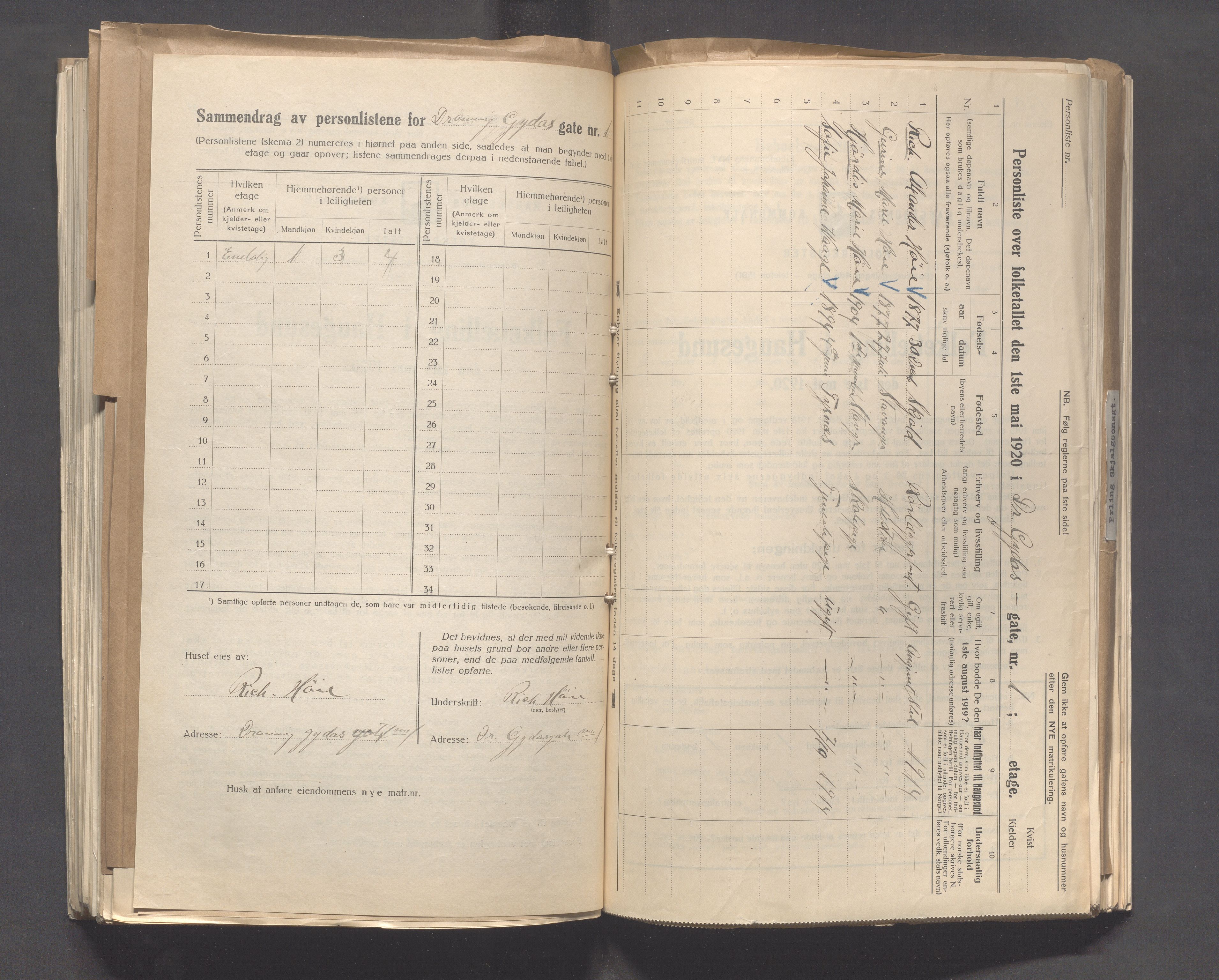 IKAR, Local census 1.5.1920 for Haugesund, 1920, p. 617