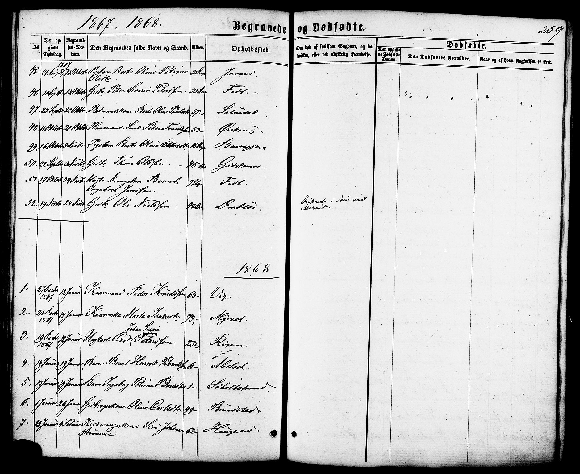 Ministerialprotokoller, klokkerbøker og fødselsregistre - Møre og Romsdal, SAT/A-1454/522/L0314: Parish register (official) no. 522A09, 1863-1877, p. 259