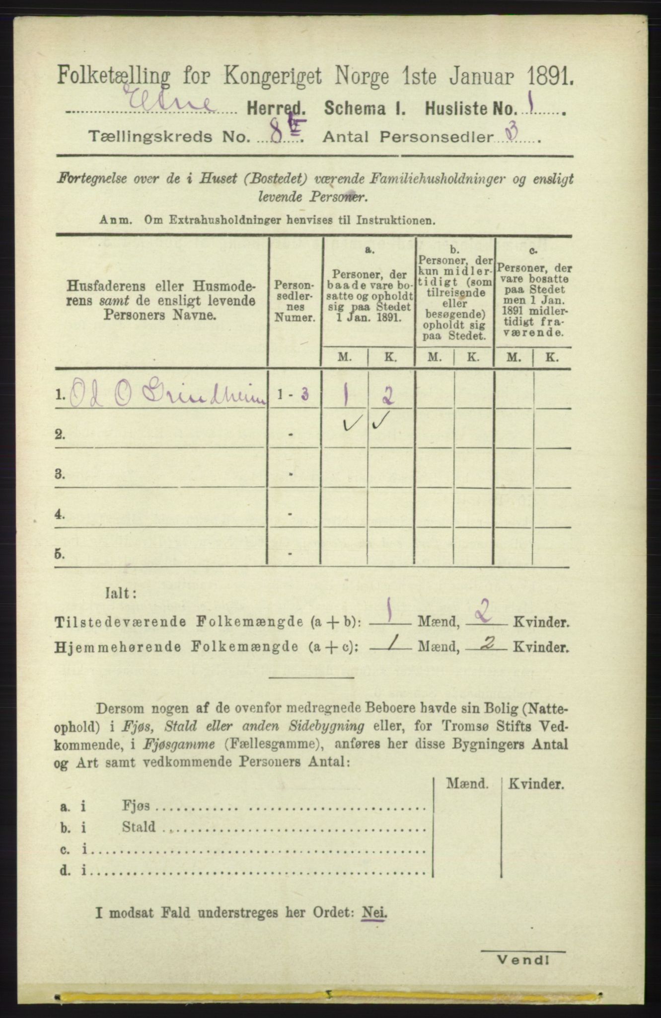RA, 1891 census for 1211 Etne, 1891, p. 1600